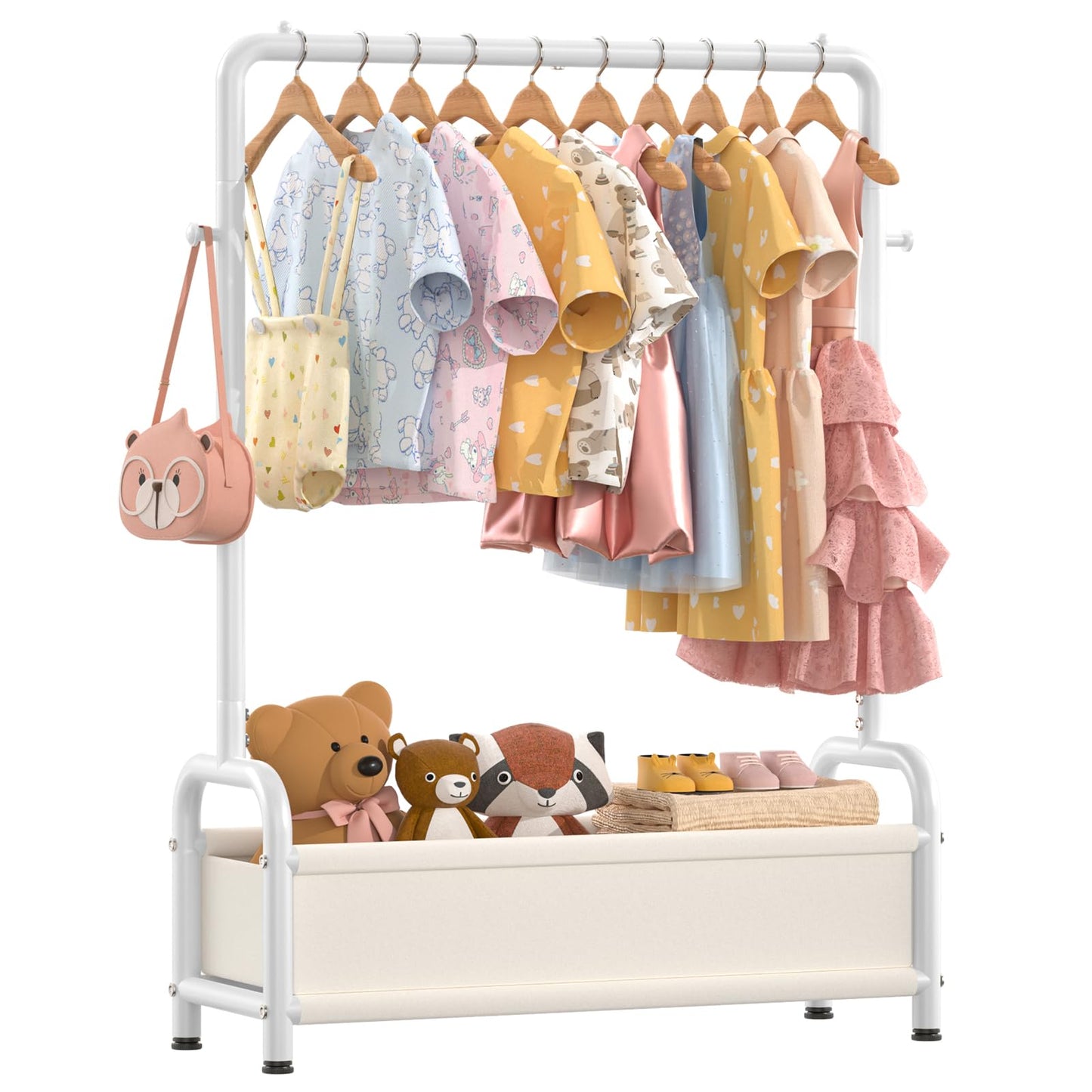ZHKINGGS Kids Clothes Rail with Storage Shelf, Kids Dress Up Rail