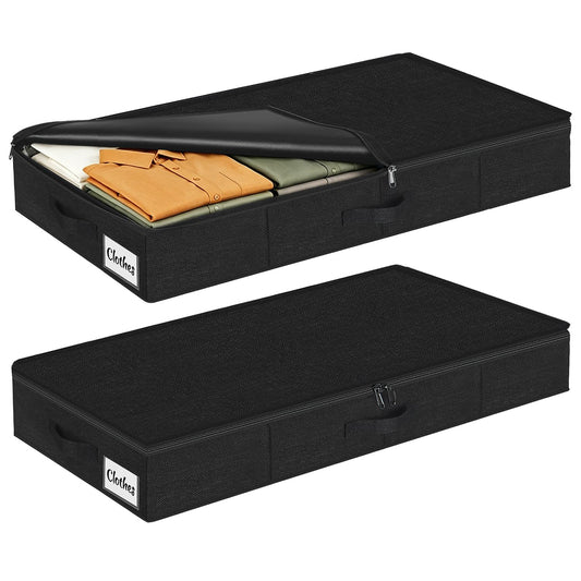 12 cm Tall 40L Under Bed & Sofa Storage Boxes with Zipped Lids, Slim Low Profile Under Bed Storage Boxes w/Sturdy Sides, Base