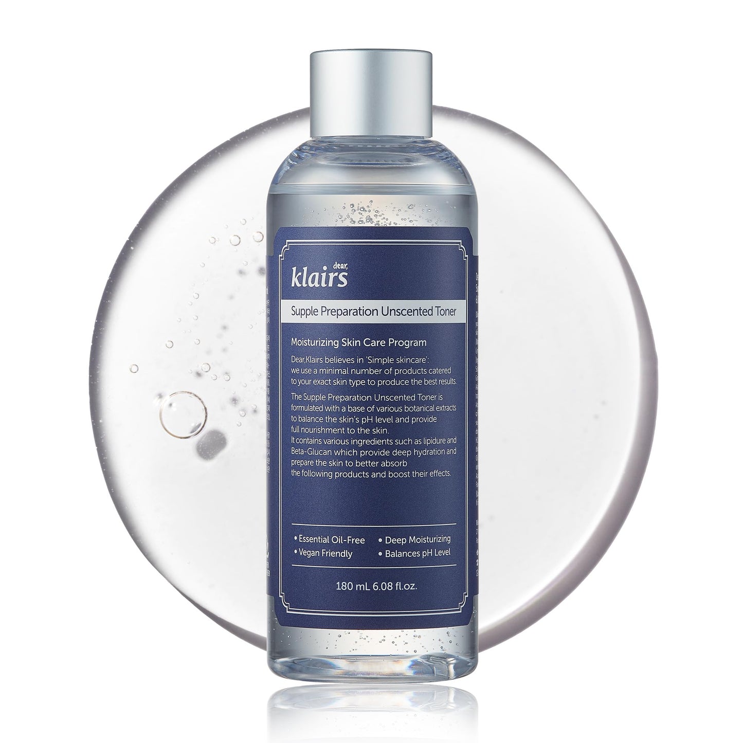 DearKlairs Supple Preparation Unscented Toner 6.08 fl oz, Lightweight, Essential Oil-Free, Alcohol Free, Packaging Changed