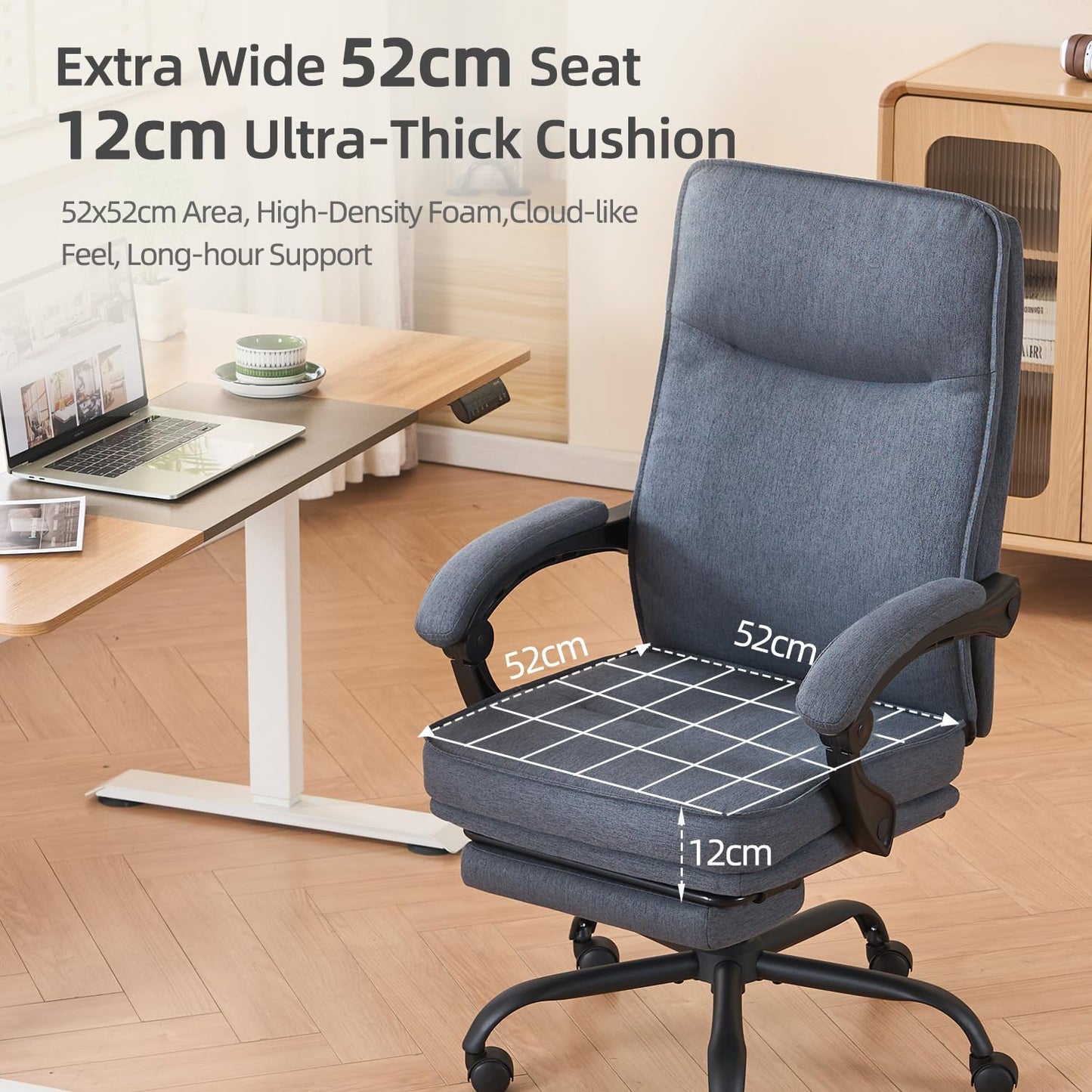 MZLEE Office Chairs for Home, Ergonomic Office Chair with Footrest, 90-135° Recline