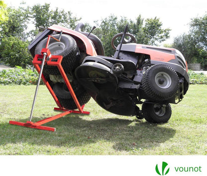 VOUNOT Ride on Mower Jack Lift, Telescopic Maintenance Jack for Lawn mowers and Garden Tractors, Weight Capacity 400kg, Red
