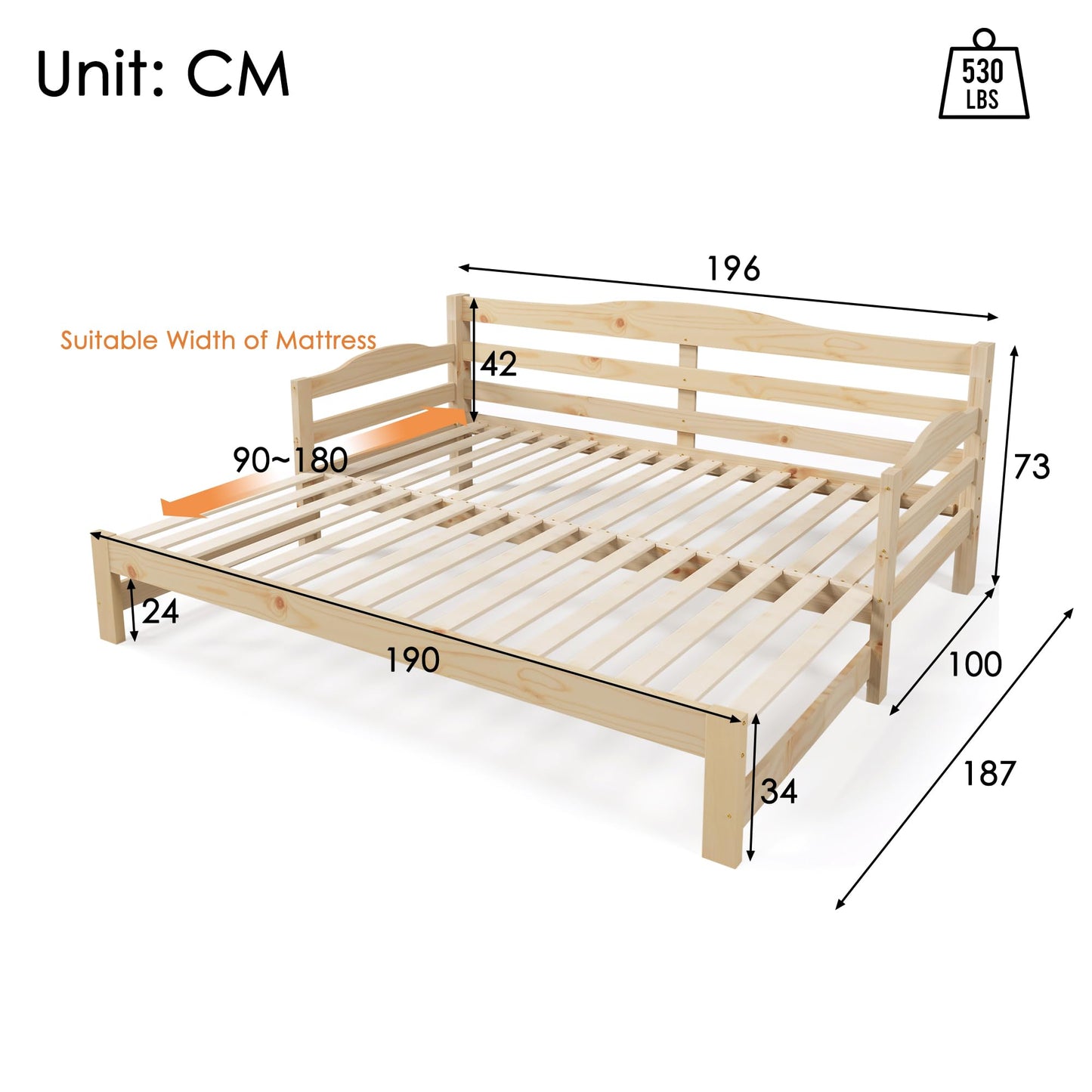 Merax Daybed,Cabin Bed,SIngle Guest Bed Sofa Bed,Versatile Daybed with Pull-Out Trundle - Perfect for Living Room and Bedroom