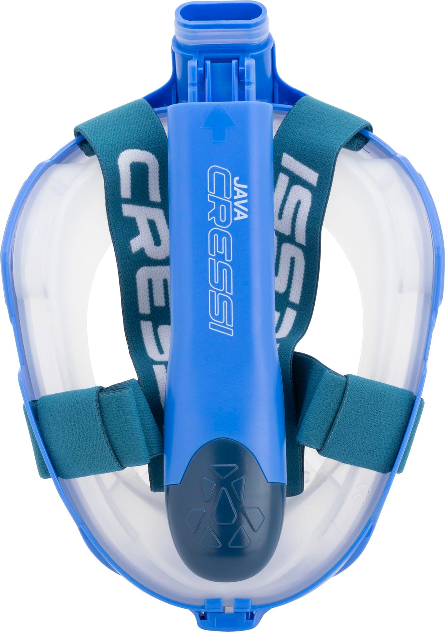 CRESSI Java Full Face Mask Blue/Blue Navy L/XL-Unisex Full Face Snorkel Mask, Ultra Clear Anti Fog Lens, 100% Silicone, Snorkel Dry with Safety