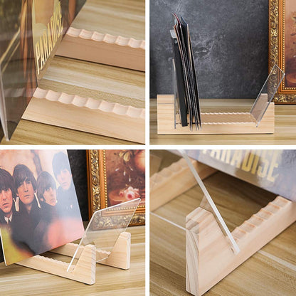 Tincogo Vinyl Record Storage Holder Record Stand Album Storage Display Stand-Store and Holds Up to 50 Albums,DVDs,or CDs-Solid Pine Wood with Crystal