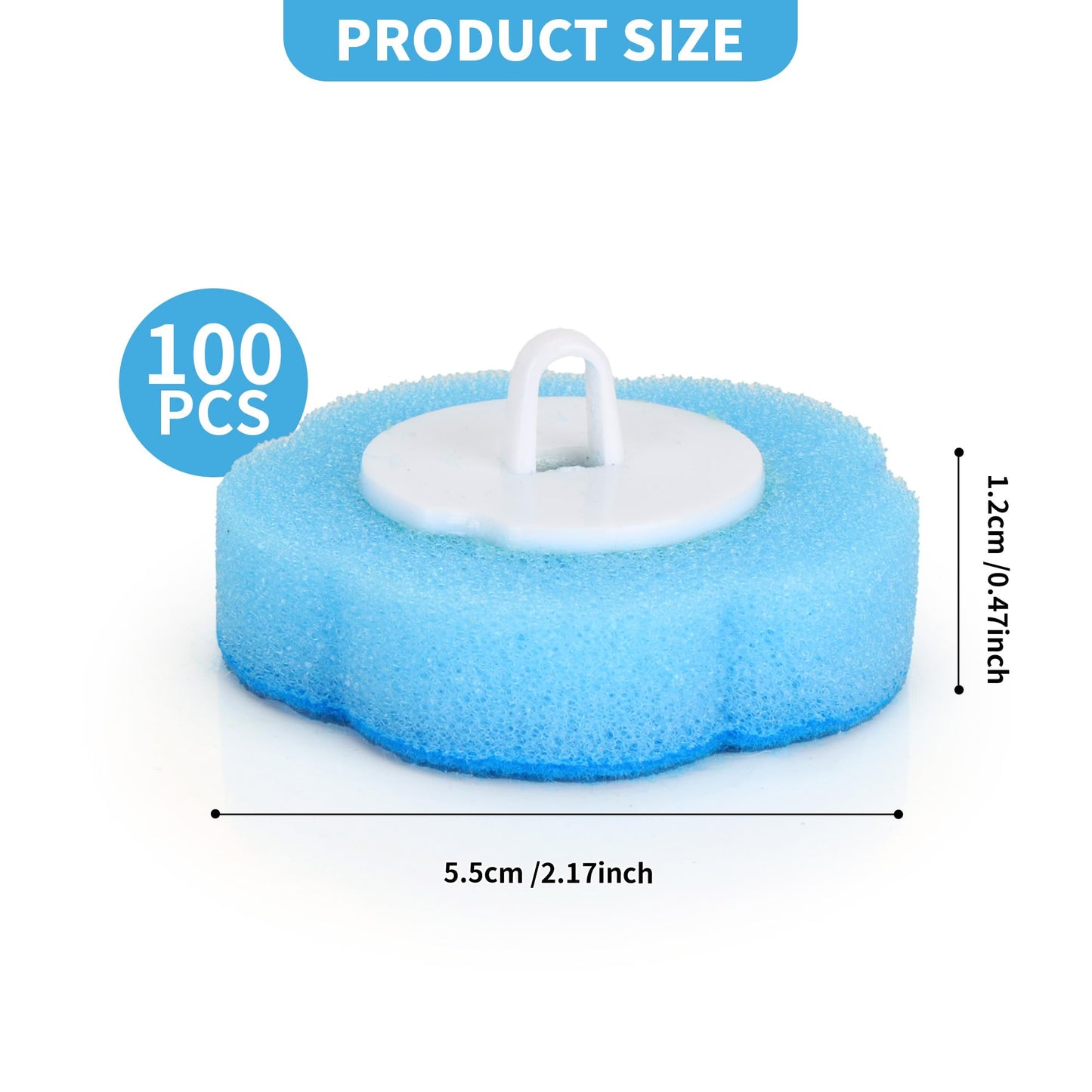 Axincardarm Disposable Toilet Brush Refills Toilet Cleaner Sponge 100 Pcs