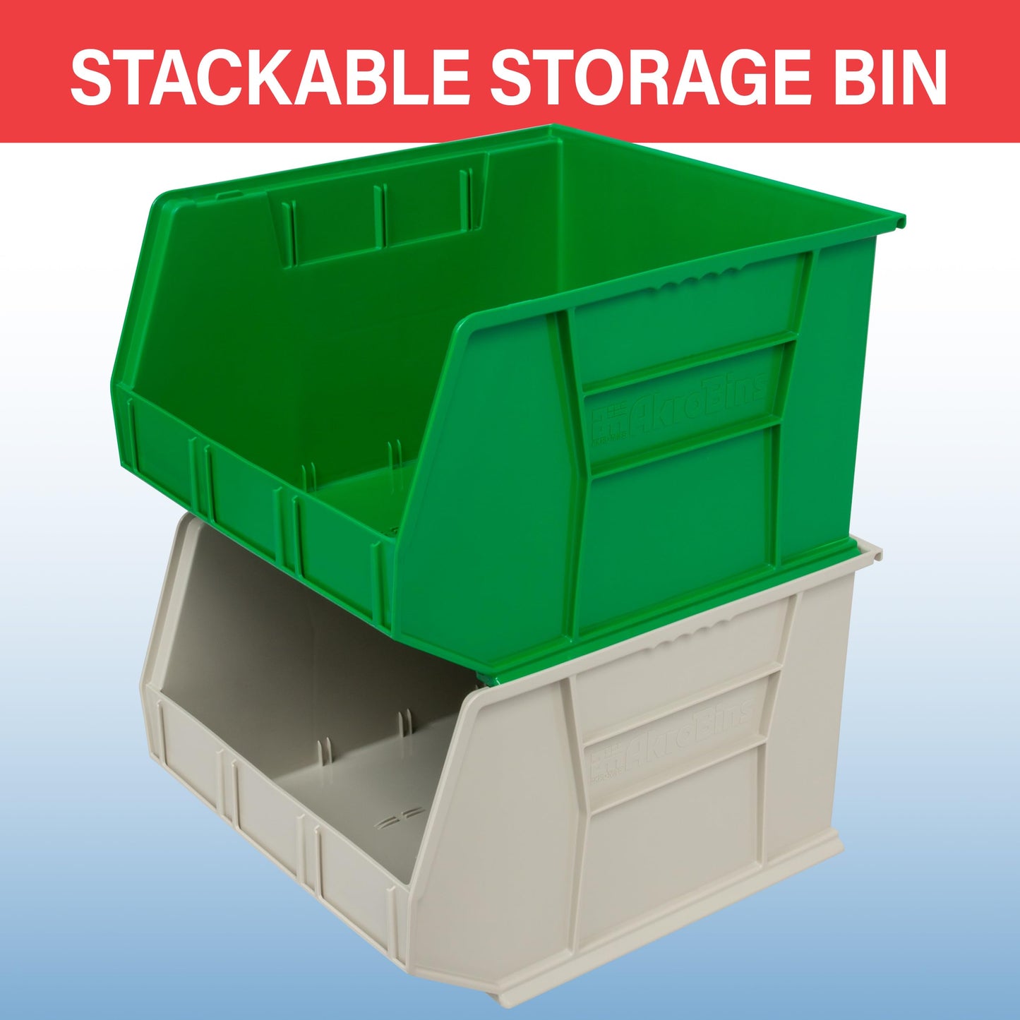 Akro-Mils 30270 AkroBins Plastic Storage Bins, Space-Saving Stackable Bins for Garage, Pantry, Craft Organization, 45.7 cm x 41.9 cm x 27.9 cm, Black