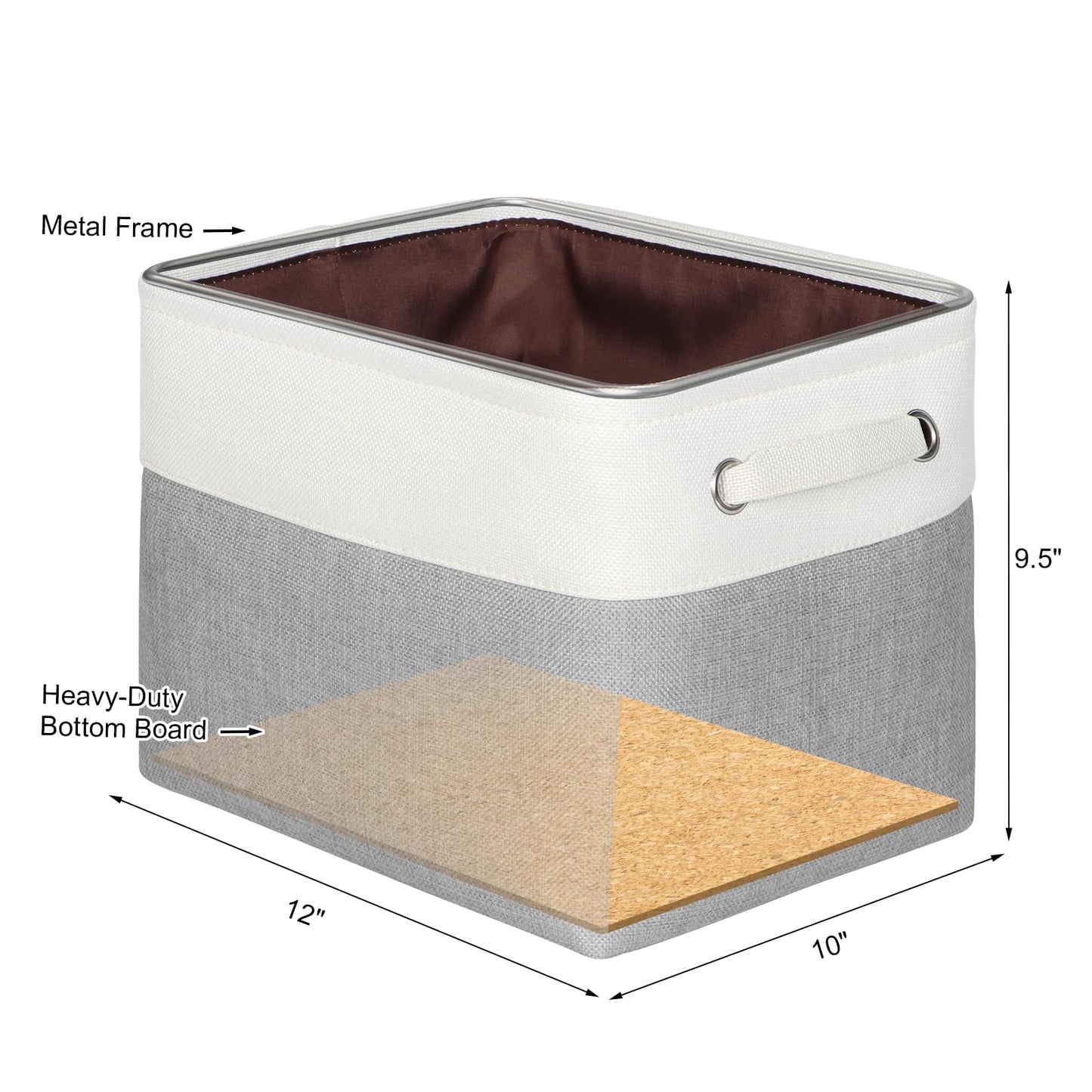 KEEGH Fabric Storage Baskets Set of 3, 12 Inch Storage Boxes for Shelves