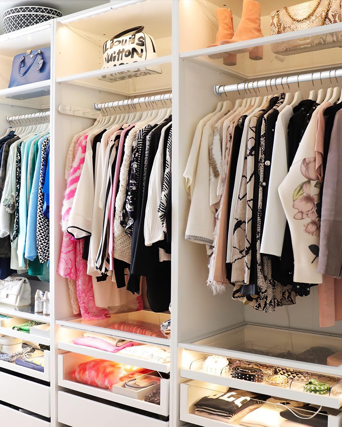 Wardrobe Rail, 43 to 173 CM Stepless Adjustable Metal Rails To Hanging Clothes, 3.3 CM Heavy Duty Wardrobe Rails and Fittings for Closet Wardrobes