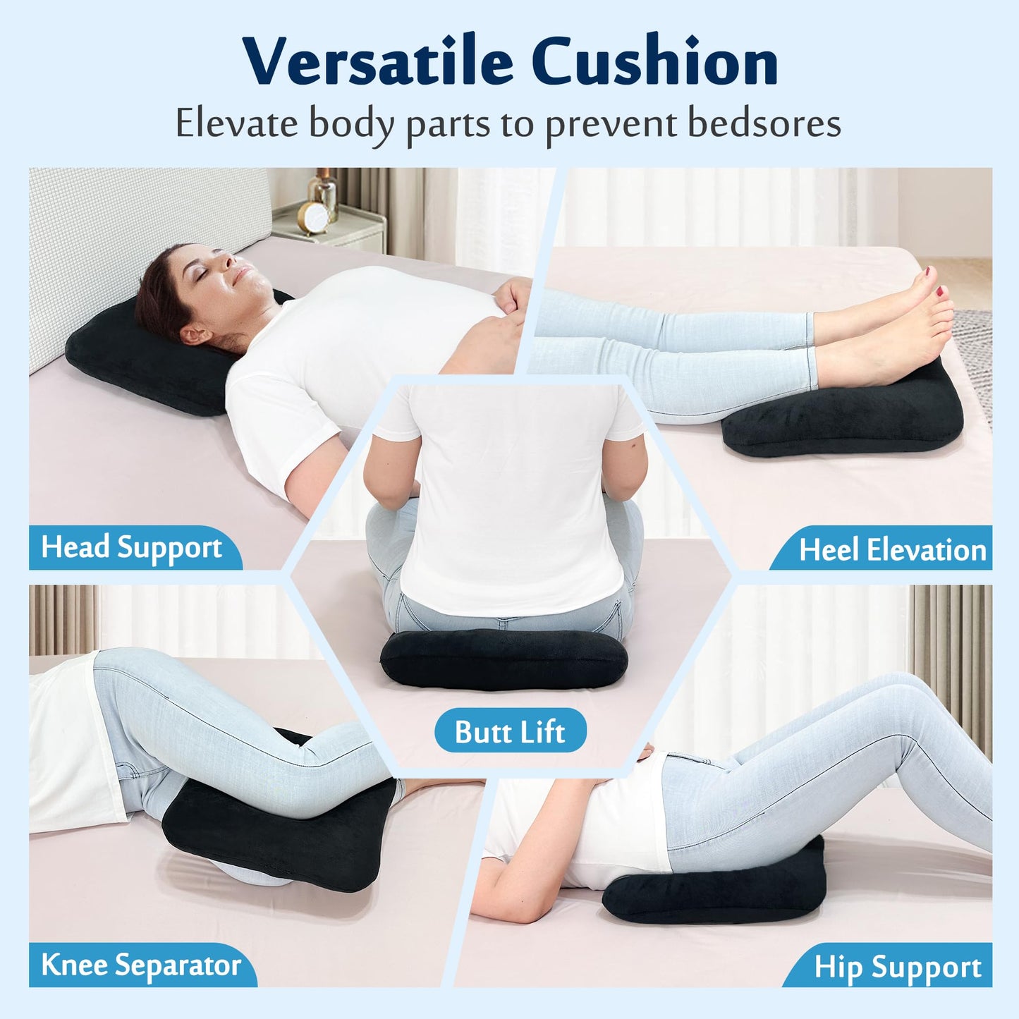 Bed Sore Cushions for Butt Positioning Pillow Pressure Ulcer Cushion Donut Pressure Relief Pillow Wedge for Sleeping Position Wedge after Surgery
