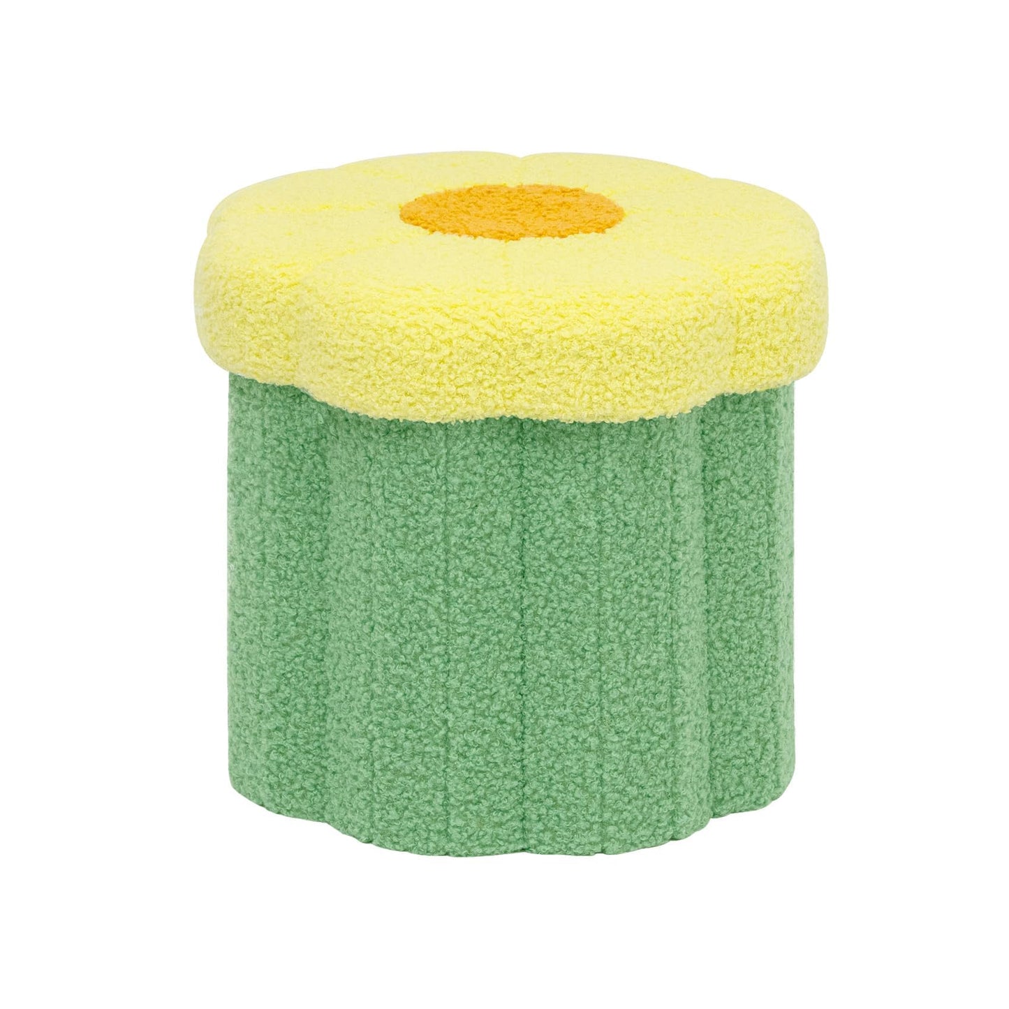 Bonlife Flower Shape Ottoman with Lid, Folding Footrest, Small Storage Box