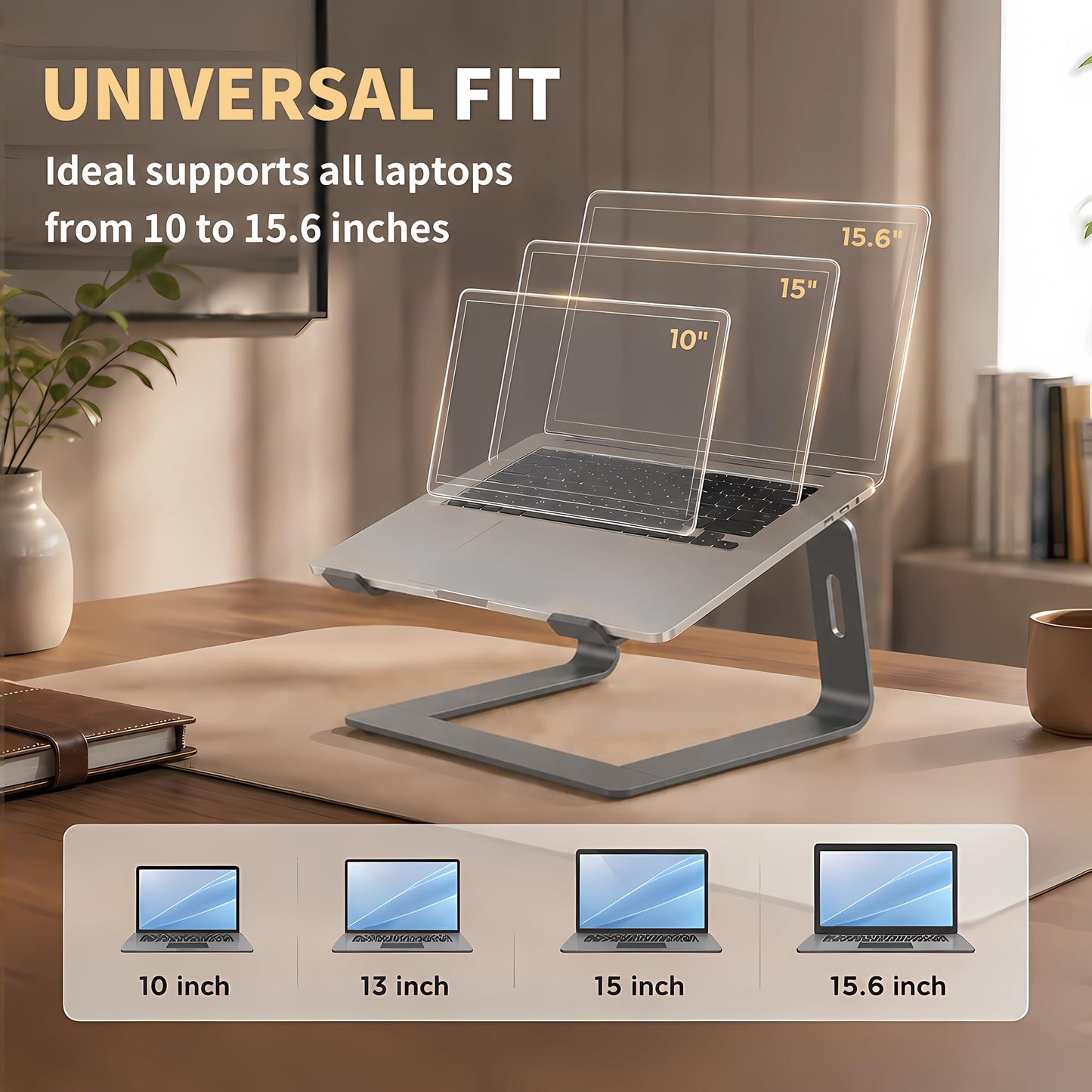 Orionstar Laptop Stand for Desk, Aluminum Laptop Riser, Portable Computer Stand for Apple Mac MacBook Air Pro 10-15.6 Inch Notebook Computer