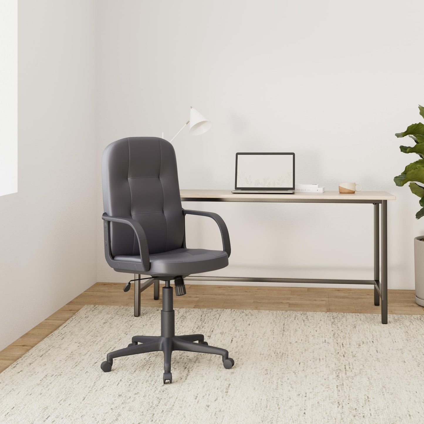 Office Hippo Desk Chair, Ergonomic Contemporary Office Chair With Fixed Arms & Moulded Seat For Extra Comfort