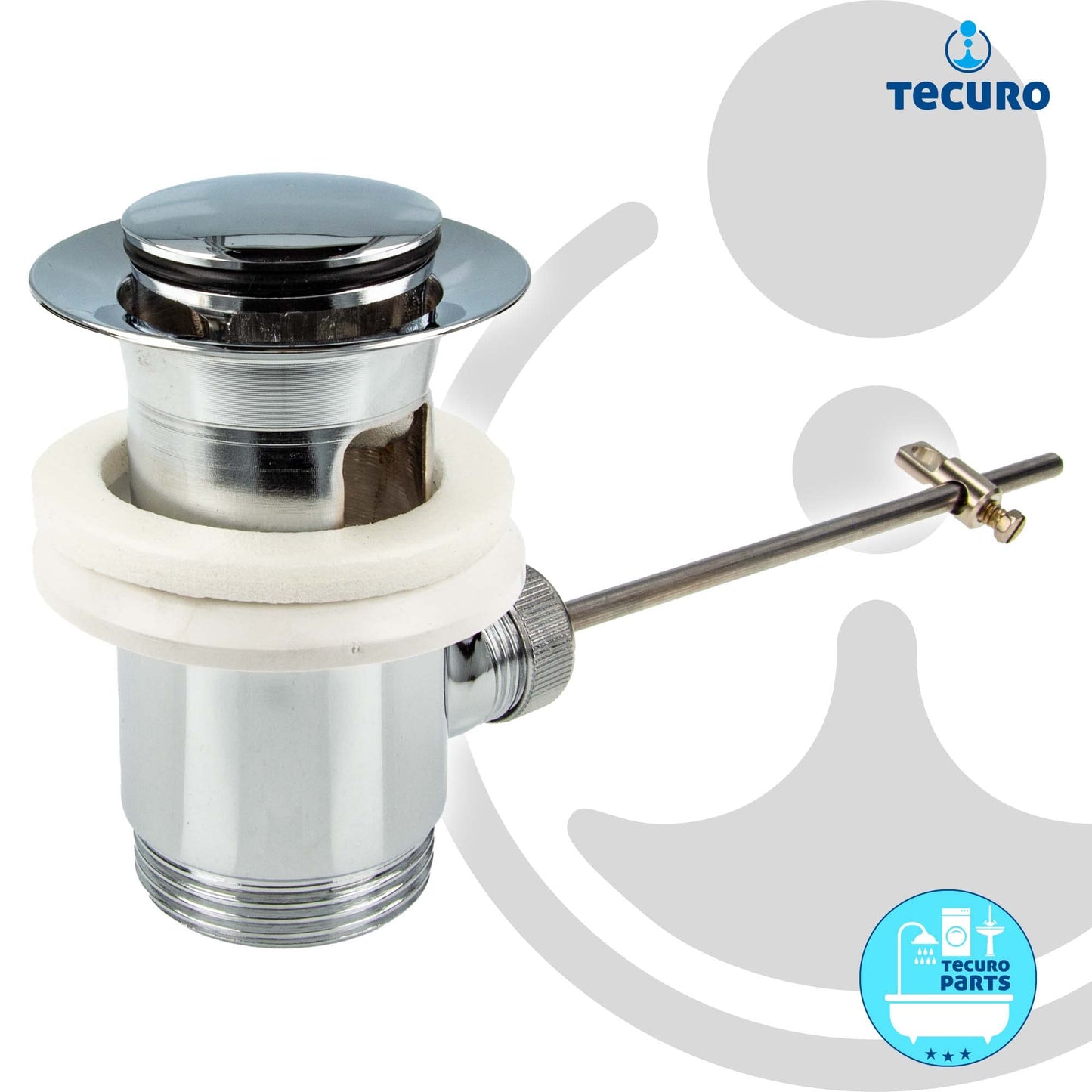 Excenter Drain and Overflow Fittings for Sinks with Overflow, Glossy, Chrome Plated