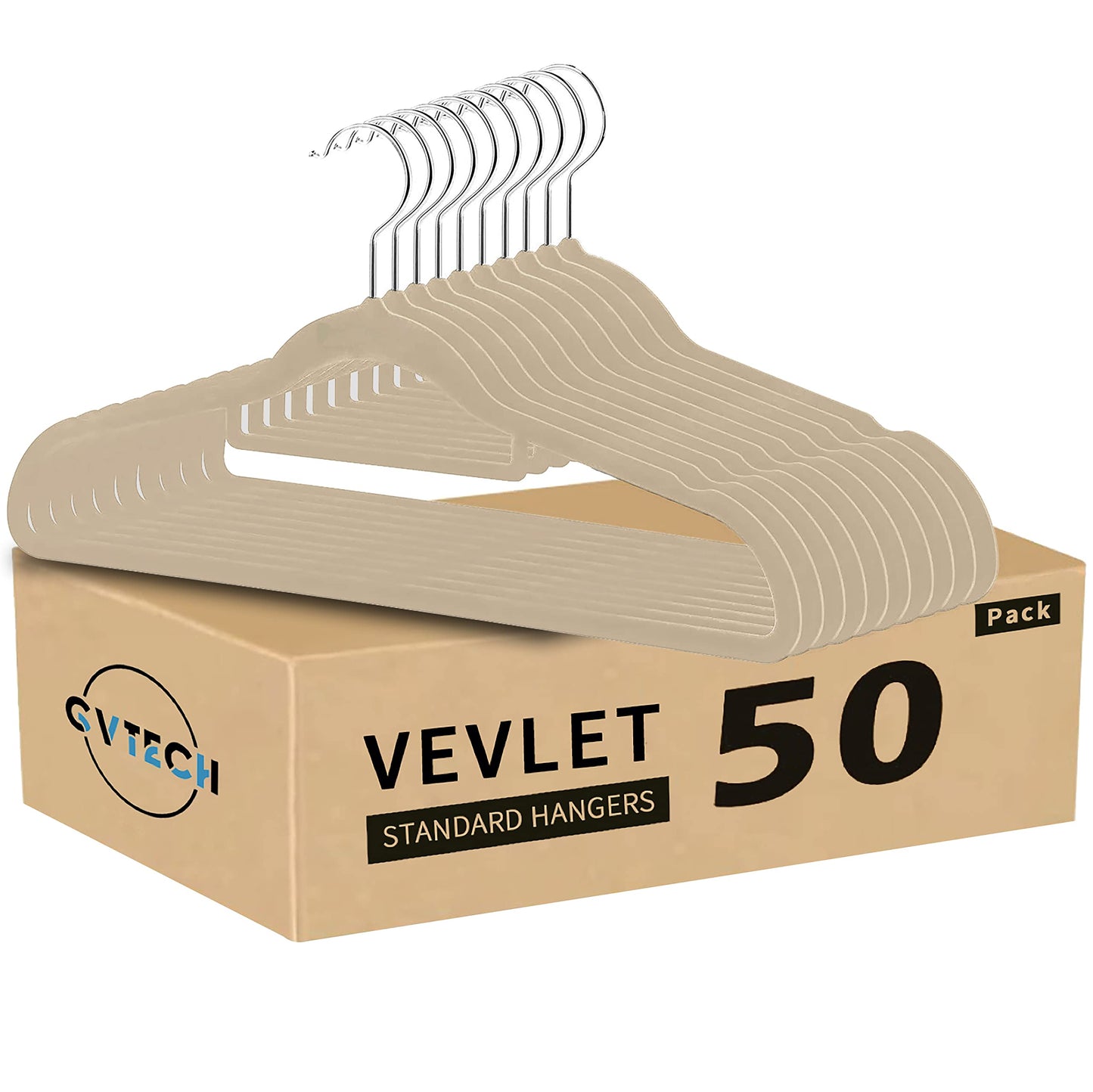 GVTECH Premium Velvet Hangers, [50 Pack] Non Slip and Heavy Duty Velvet Suit Hangers (45cm) with Tie Bar, 360° Swivel Hooks, Sturdy to hold Jumper