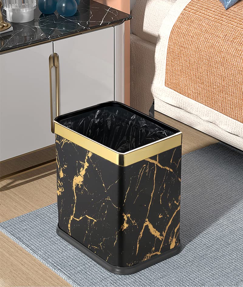 Small Bedroom Waste Bin,Trash Bin for Bathroom Office Hotel,Black Gold