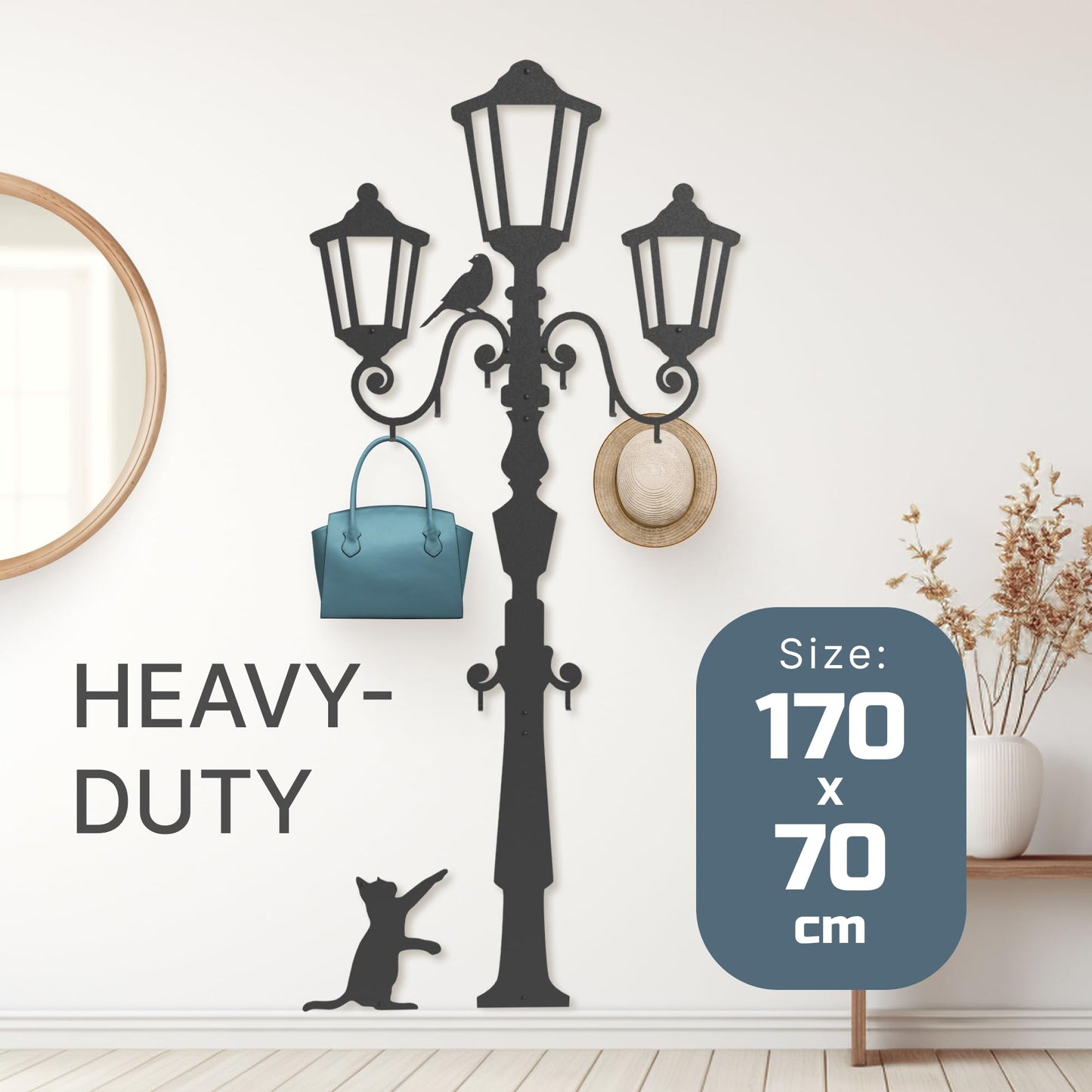 Coat rack wall mounted 67x27in | coat hooks wall mounted 8pcs | heavy duty wardrobe metal 2mm | rack clothes | hallway furniture sets