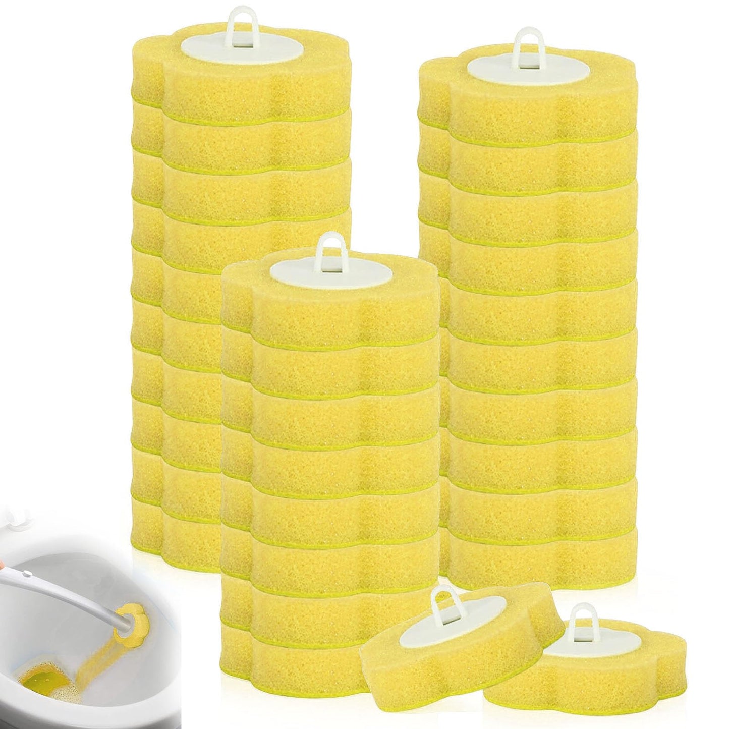 Disposable Toilet Brush Refills,30 Pcs Toilet Wand Replacement Heads-Yellow