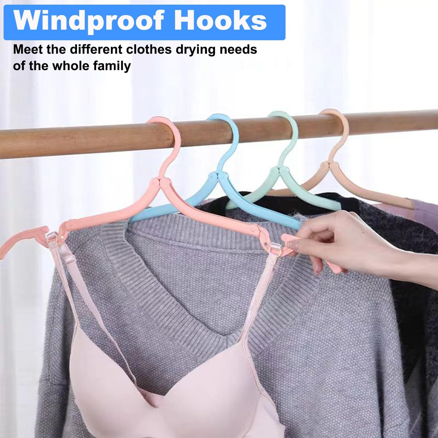 Portable Folding Coat Hangers, 20-Piece Travel Set - Plastic, Space-Saving, Foldable - Camping, Home, Outdoor (5 Colors)