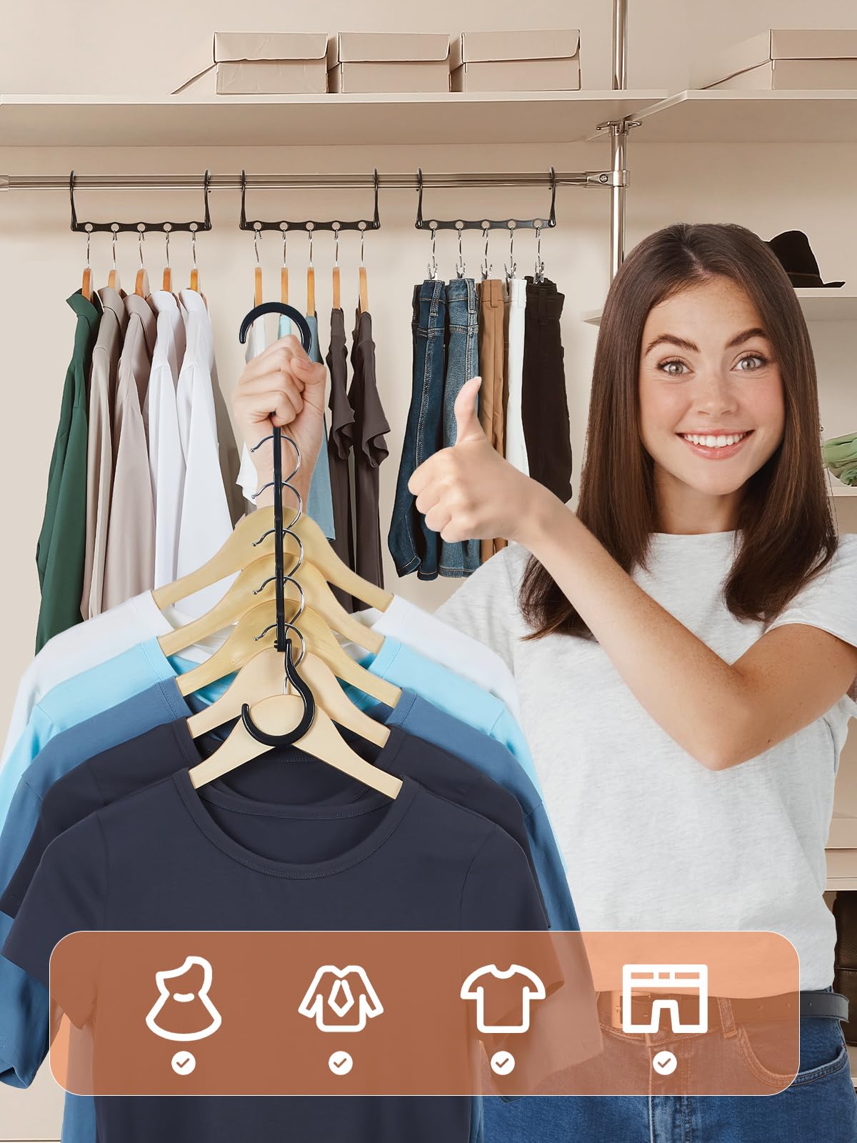 HOUSE DAY Space Saving Hanger 20 Pack Sturdy Black Magic Hangers for Closet Organizers and Storage for Heavy Clothes