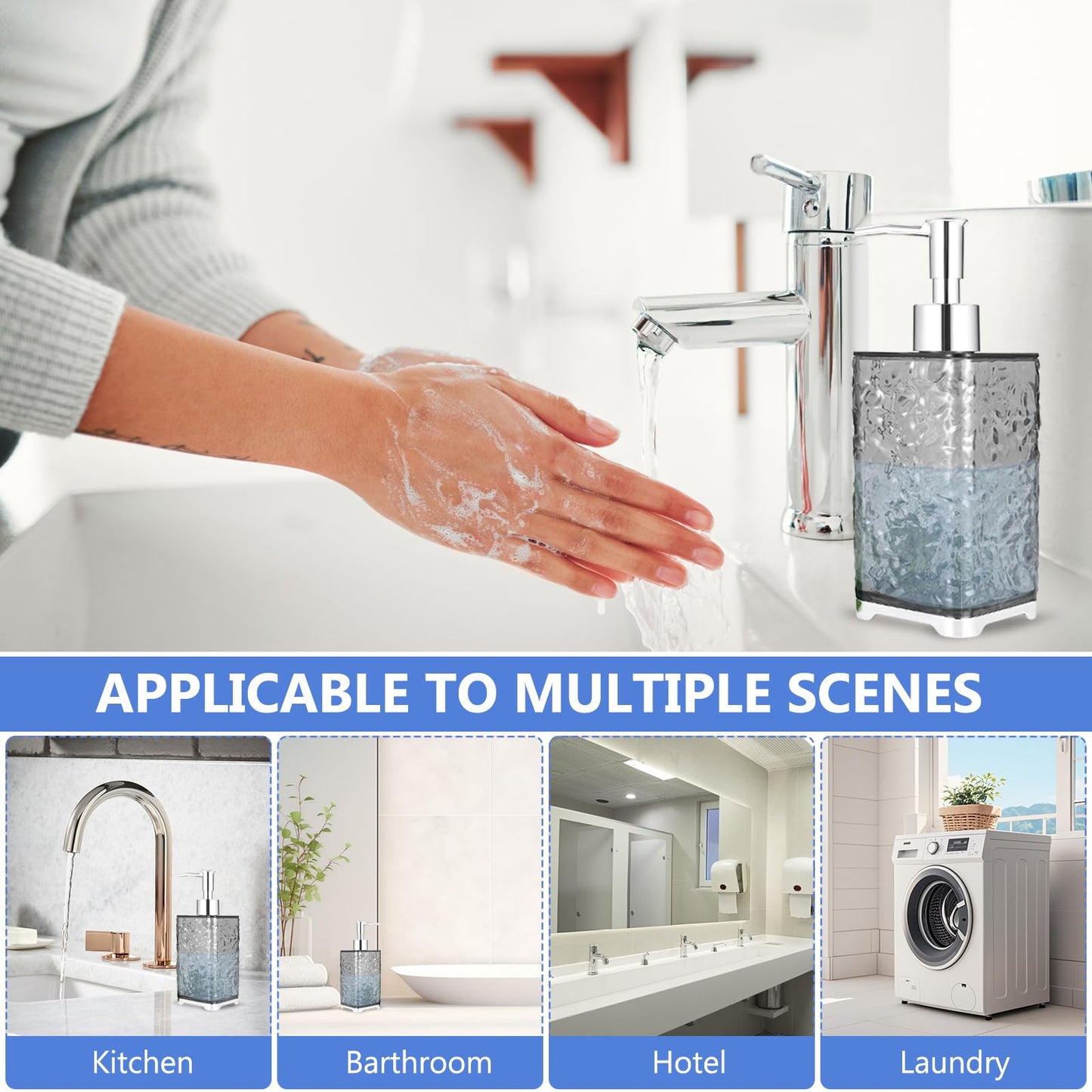 Shampoo and Conditioner Dispenser, Pump Bottle Dispenser, Plastic Refillable Kitchen Bathroom Liquid Soap Dispenser for Hand Wash Handwash Washing up
