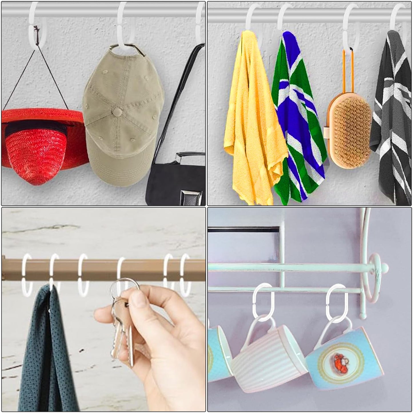 Plastic Shower Curtain Rings – Rust-Proof C-Shape Bathroom Hooks