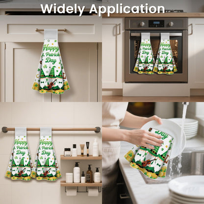 CUTHOLLOW 2 Pcs St. Patrick's Gnomes Hanging Kitchen Towels with Loop