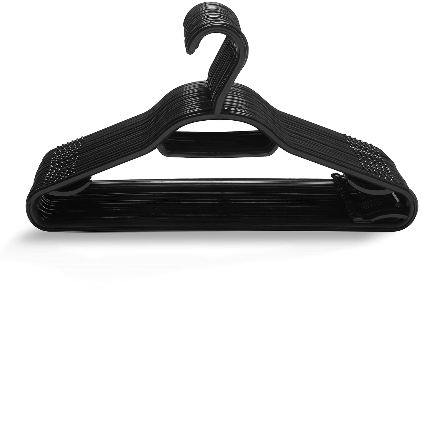 KEPLIN 30 Pack 5-in-1 Clothes Hangers – Adult Plastic Coat Hangers for Wardrobe – Space Saving Storage Organiser Hangers with Tie Bar, Strap Hooks