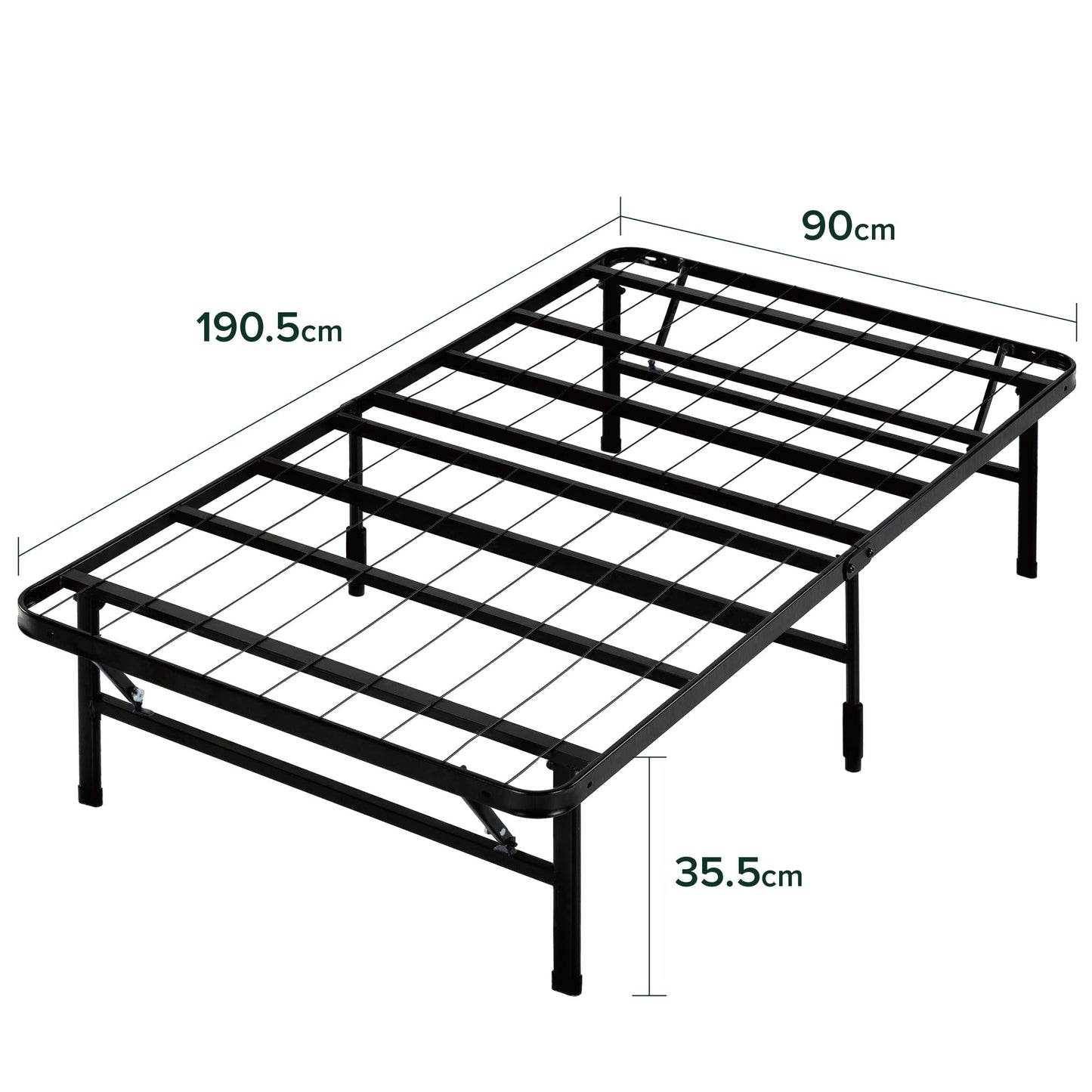Zinus SmartBase Zero Assembly Bed Frame - Single 90x190cm - 35cm Height - Metal Bed Frame - Foldable Bed - For Adults, Kids, Teenagers - Easy Assembly