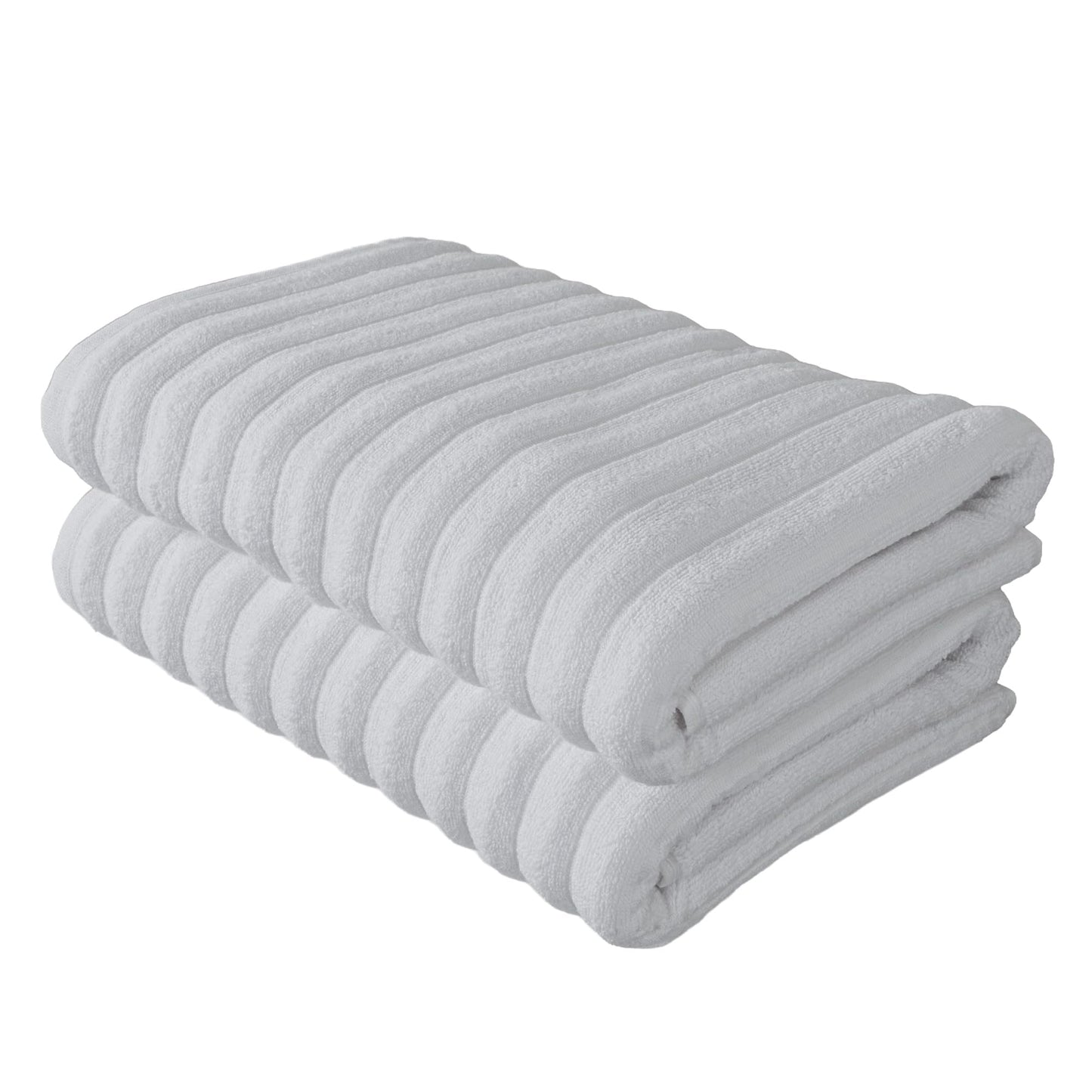BERIBO Cloud Turkish Towel Set 100% Cotton 620gsm (Alpine White, 2 Bath Towels)