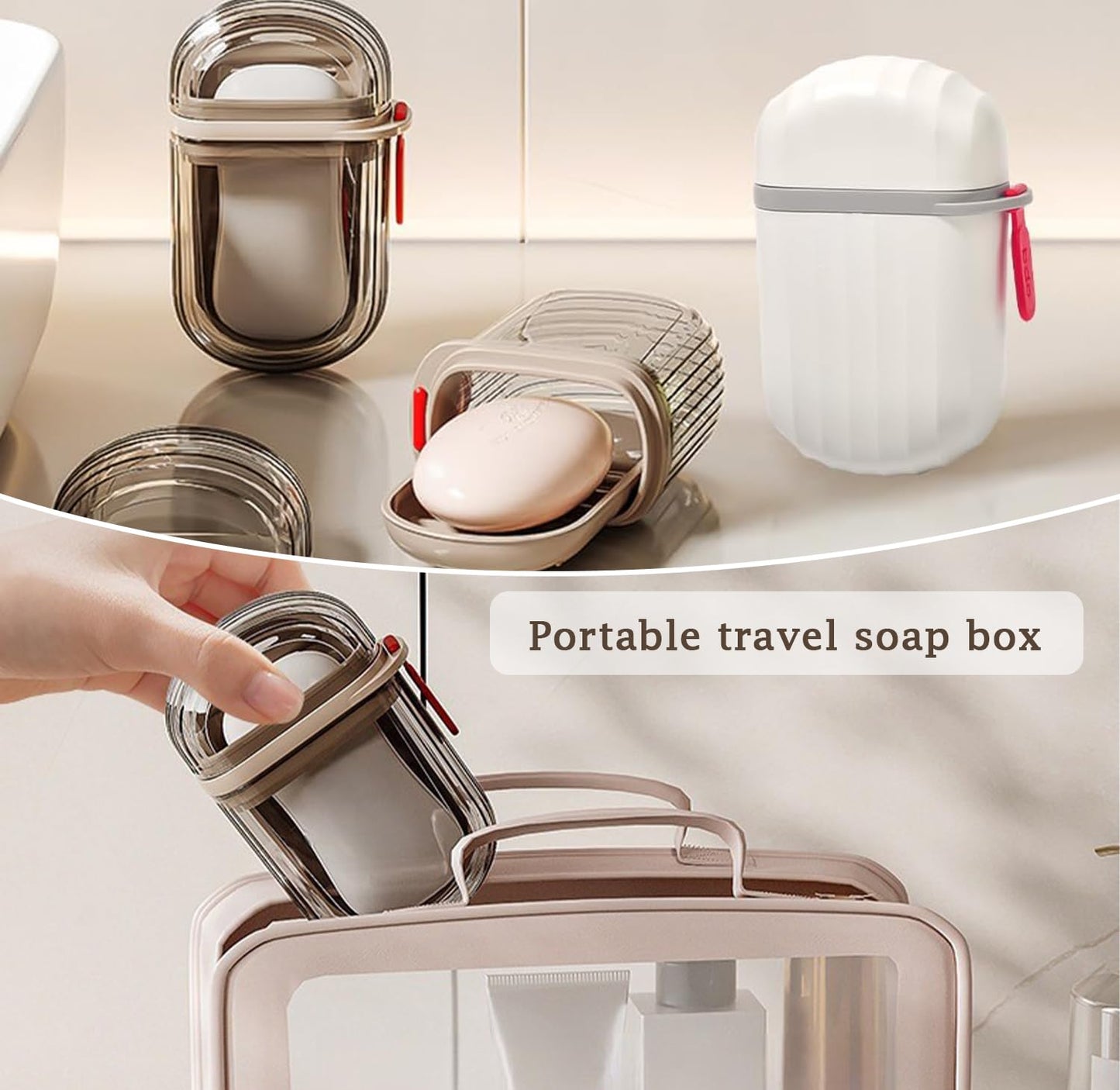 Soap Dish Holder with Lid 2 Pcs, Mini Travel Soap Case with Drainage,Waterproof Leakproof Portable Sealed Shower Soap Box Container Holder for Travel