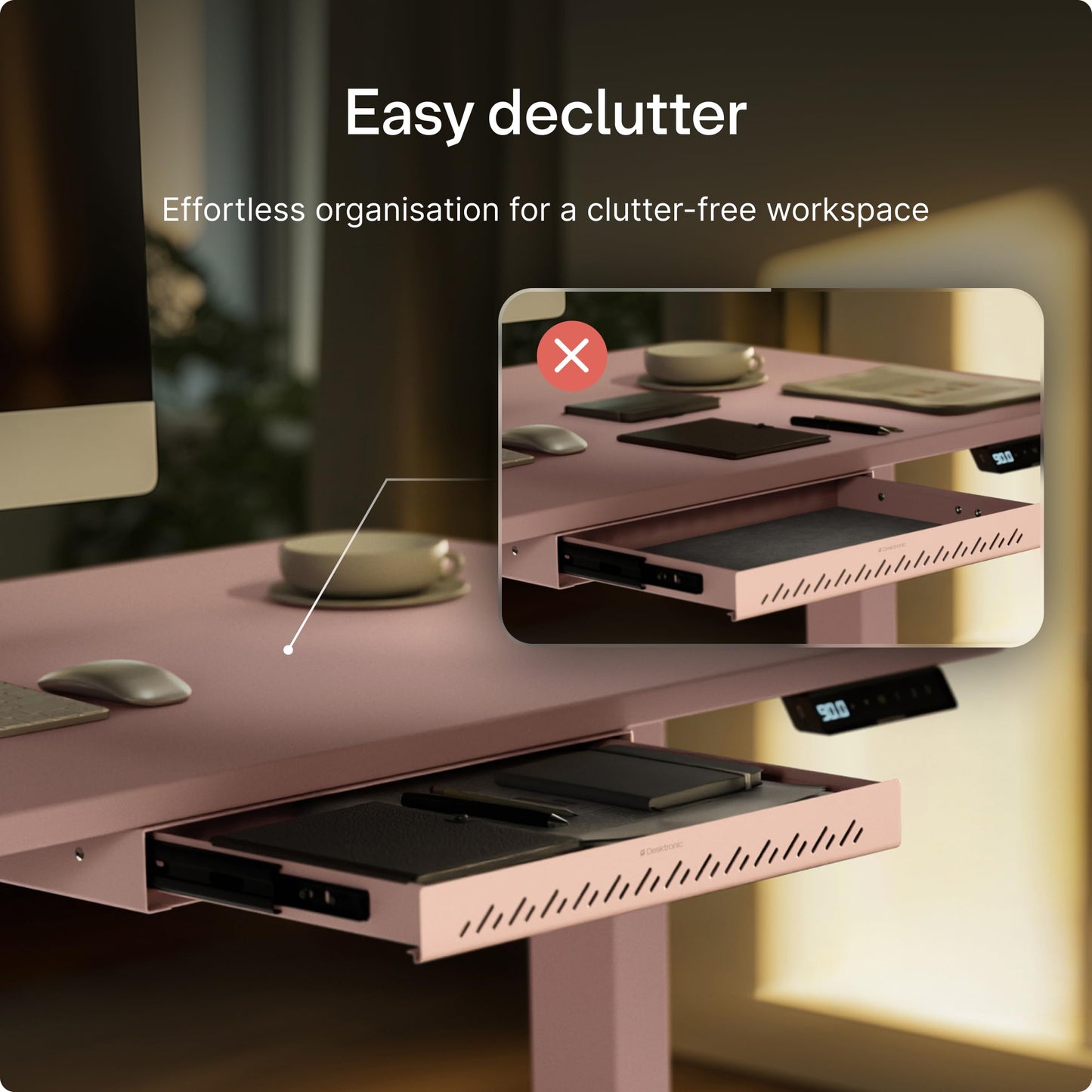 Desktronic Hidden Organizer, Under-Desk Storage Drawer - Easy Installation, Space-Saving, Large Capacity, Metal, for Office and Vanity