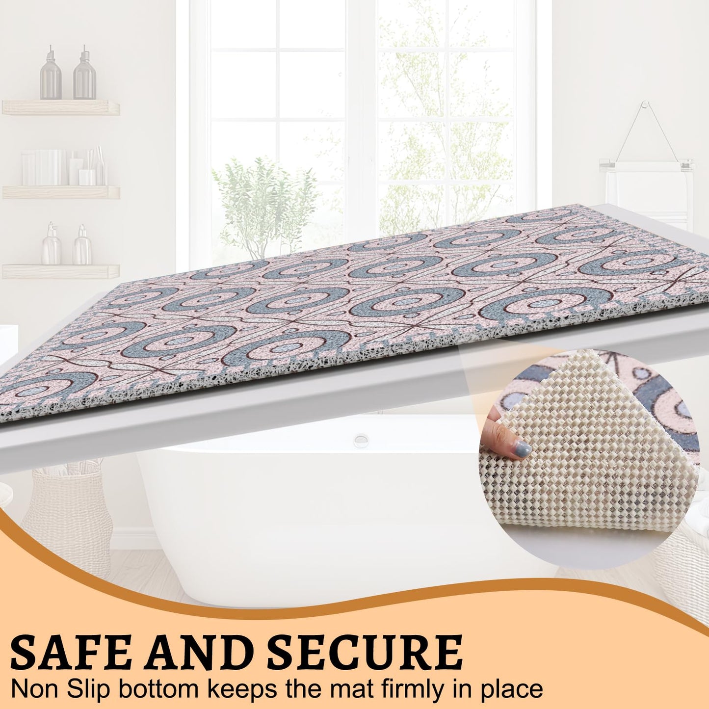 Square Loofah Shower Mat Non Slip 70x70 CM, Anti Mould Quick Drying PVC Mat for Inside Shower & Wet Room, Anti Slip for Elderly & Adults, Textured