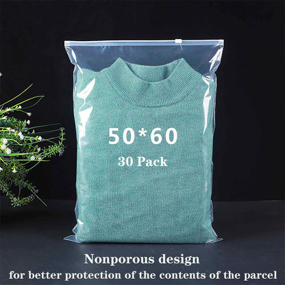 QISF 50 x 60cm Reusable Ziplock Bags for Clothes，30 Pack Large Plastic Hospital Bags，Travel Clothes Storage Bags，Clear Seal Bag Waterproof Luggage