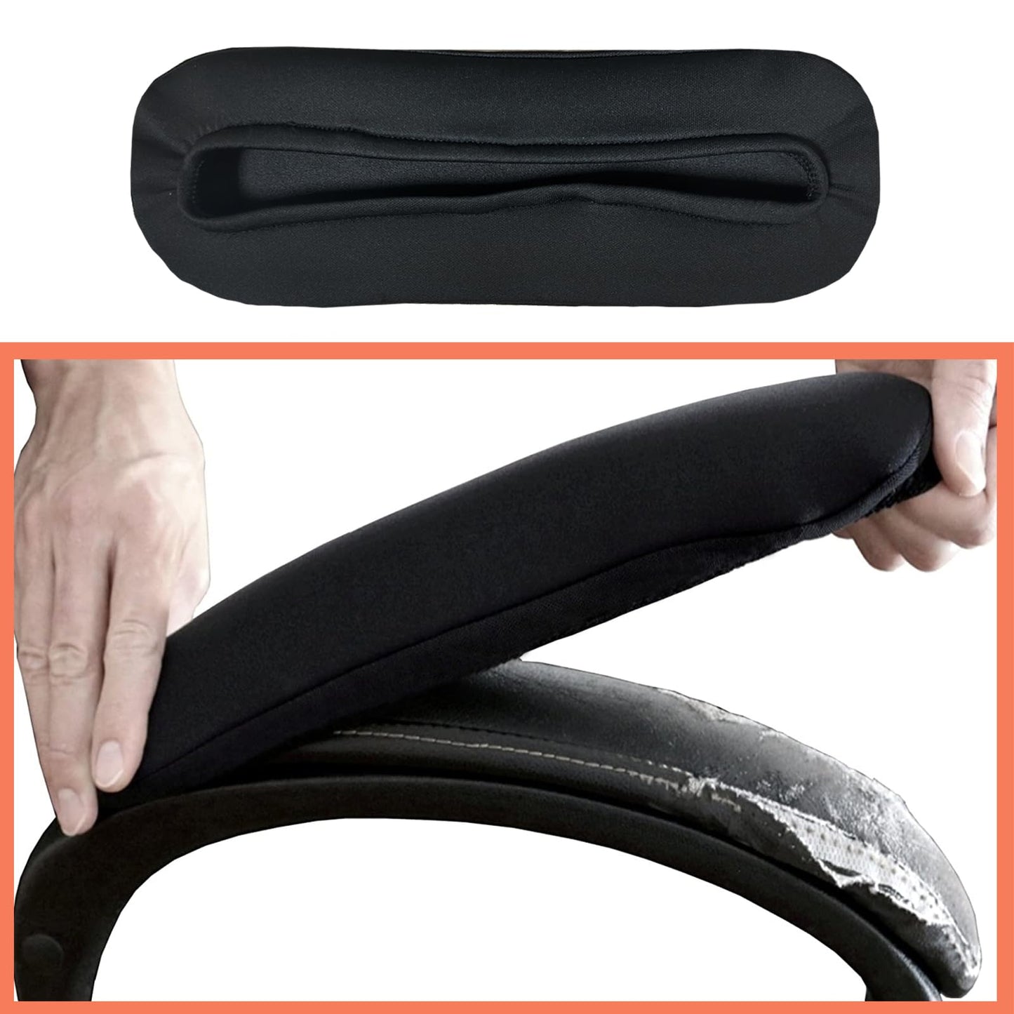 FYTXSZ Office Computer Chair Arm Covers - Stretchy Polyester Arm Cover Protector, Thickened Washable Arm Chair Covers Slipcovers - Black Pack of 2
