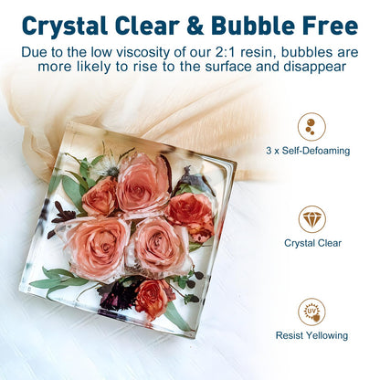 Teexpert Deep Pour Epoxy Resin, 51oz/1.5L Crystal Clear Epoxy Resin Kit for 2-4" Pour Depths, High Gloss Bubble-Free Casting Resin for Flower