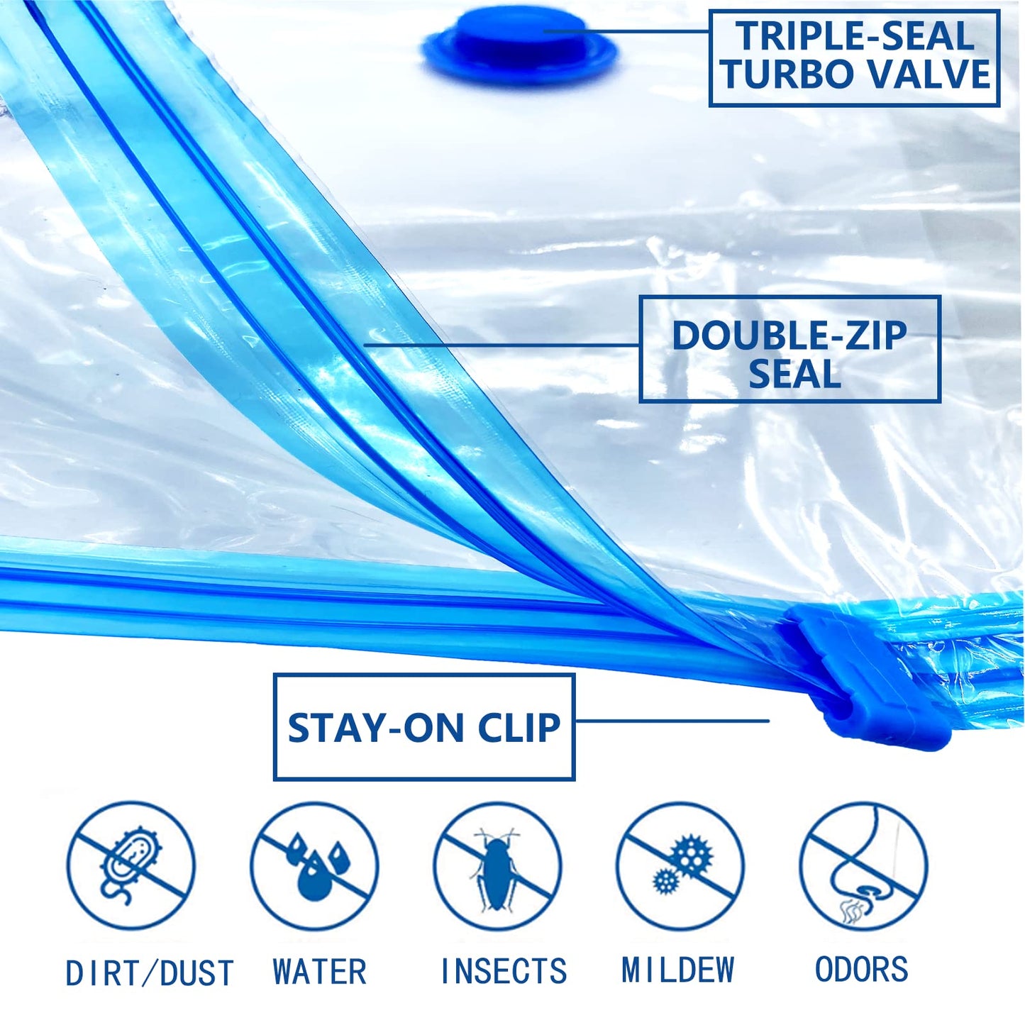 Vacuum Storage Bags - 4 Pack 130 X 100cm Extra Large Reusable Clothes Storage Bags Vacuum Sealer Bags with Double Zip Seal Travel Space Saver Bags