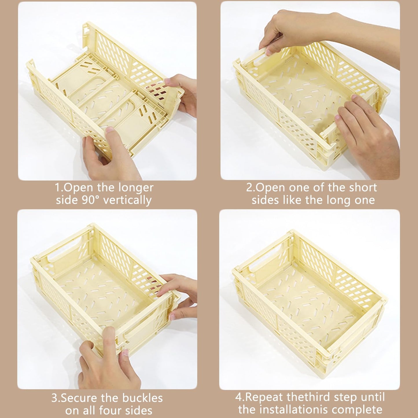 Wonninek 8Pcs Collapsible Storage Crates, 2 Sizes Storage Baskets