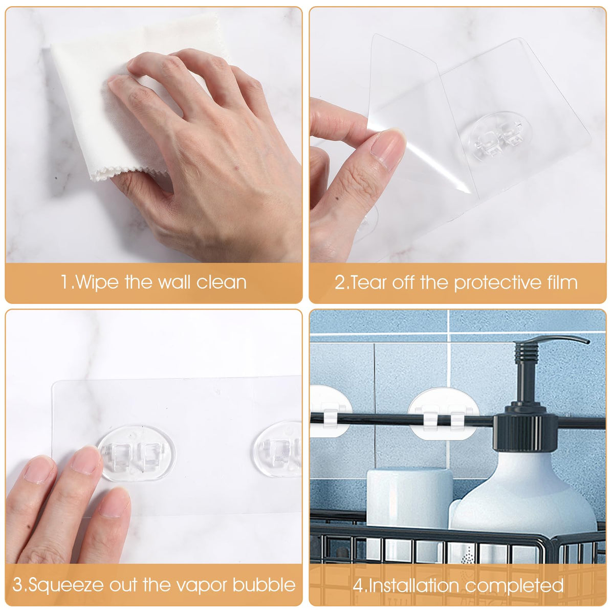 WY LIGHTING LEVEL 8 Pack Shower Caddy Adhesive Replacement Wall Hooks