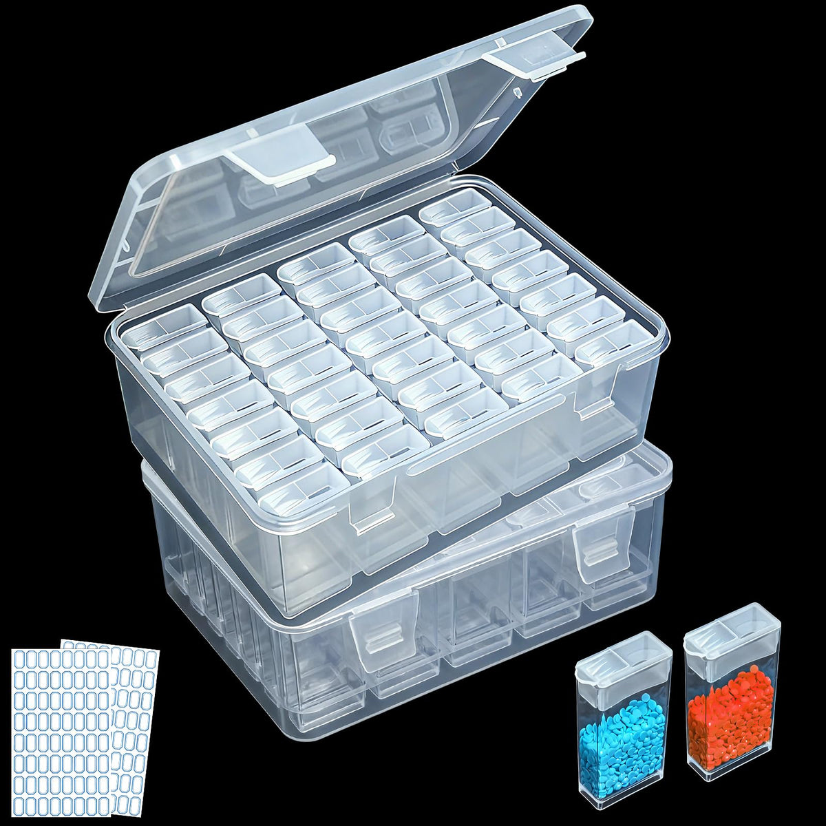 Qualsen Diamond Painting Accessories, Diamond Painting Storage Boxes 35 Slots Diamond Painting Storage Containers Painting Kits DIY Art Craft Box