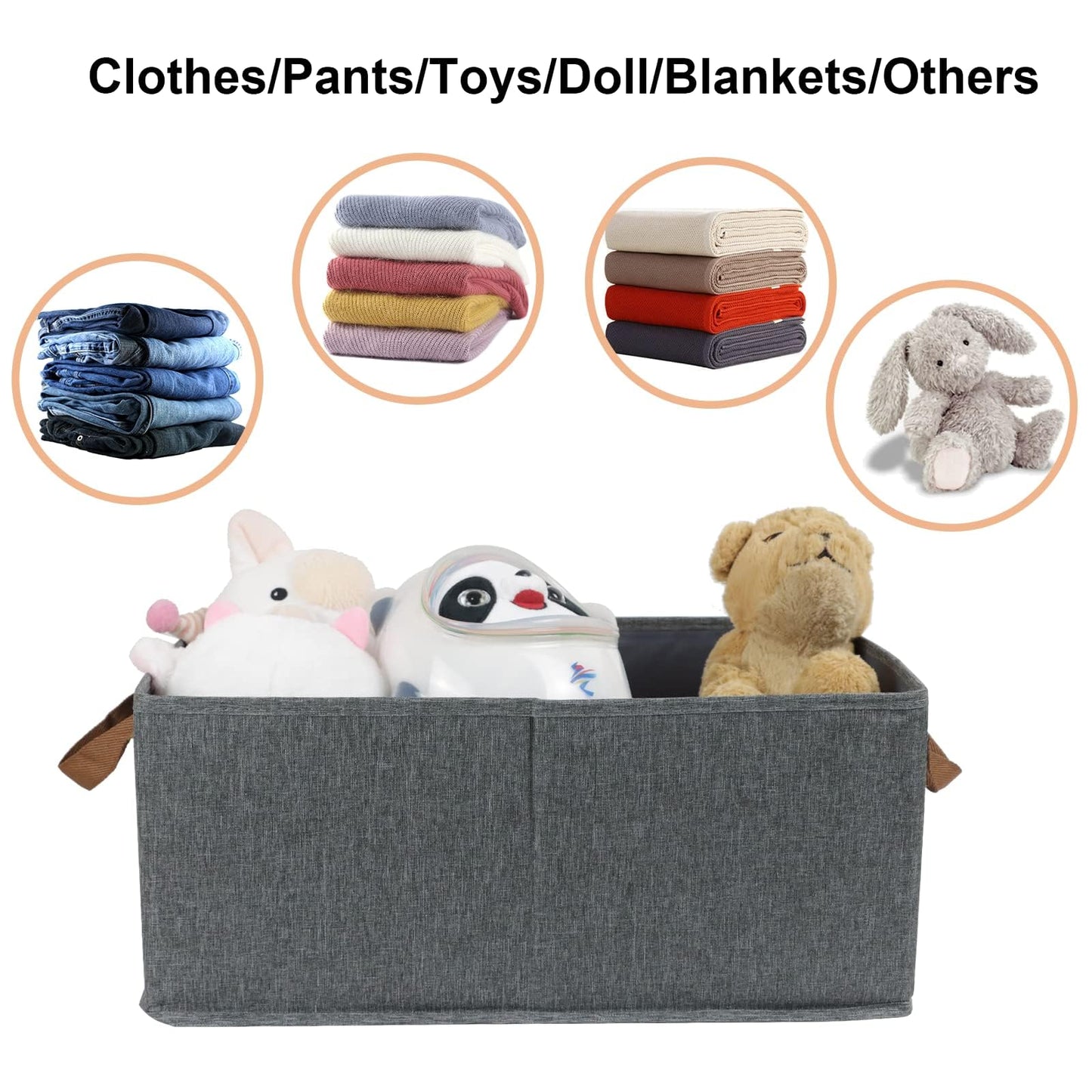 Bigingjia Wardrobe Storage Organiser Set 3,Large Fabric storage baskets with Handles, Collapsible Storage Bins for Organizing Clothes, Toys, Towels