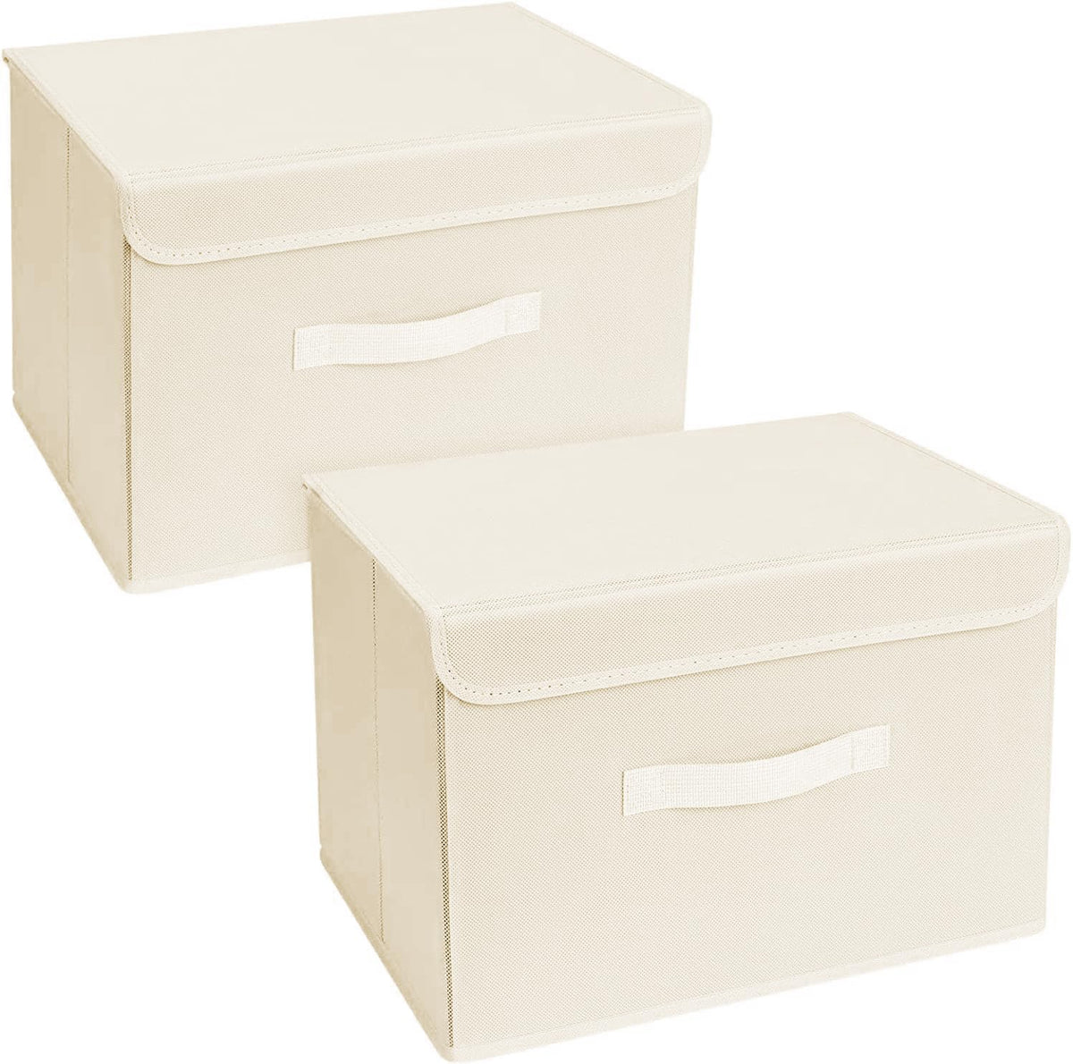 Homsorout Foldable Storage Boxes with Lids - Wardrobe Organiser Bin with Handle Fabric Basket Containers for Clothes, Book, Shelf, Office