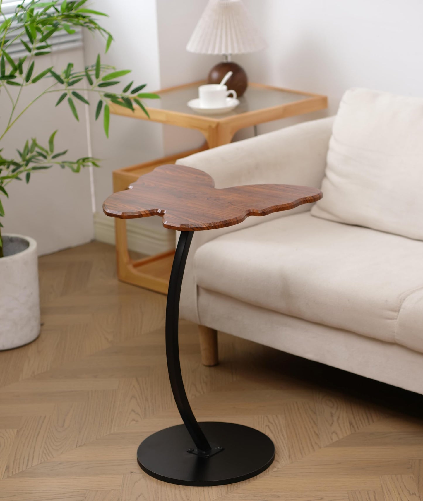 LOSTTYPE Wooden Butterfly Shape Side End Table,Side Table Wooden