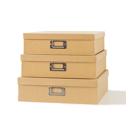 Soul & Lane SLPR Decorative Storage Craft Paper Cardboard Boxes Set of 3, Just the Basics