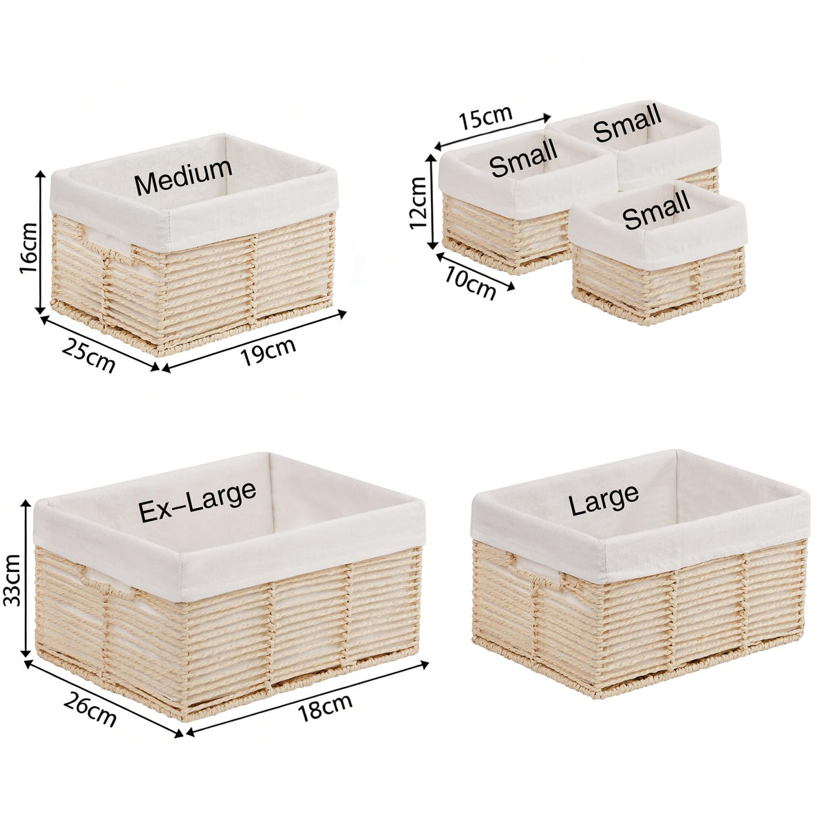 Vagusicc Wicker Storage Basket, Set of 6 Hand-Woven Display Hamper Basket with Handle, Wicker Basket for Shelves Closet