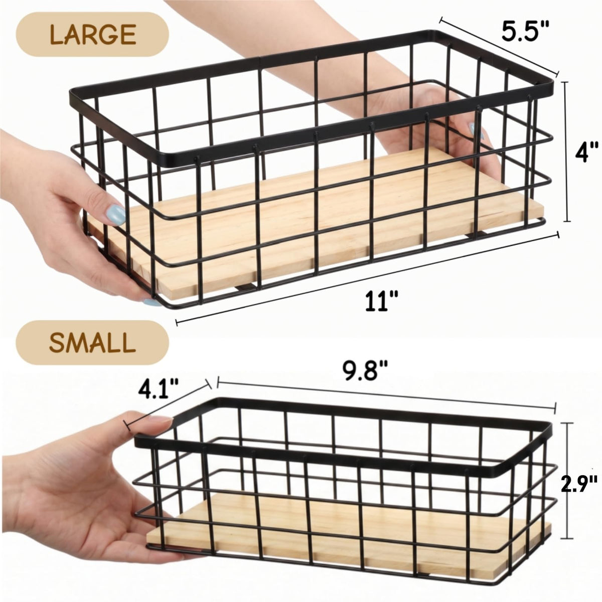 Dicunoy 2 Pack Wire Storage Basket, Narrow Bathroom Storage Baskets