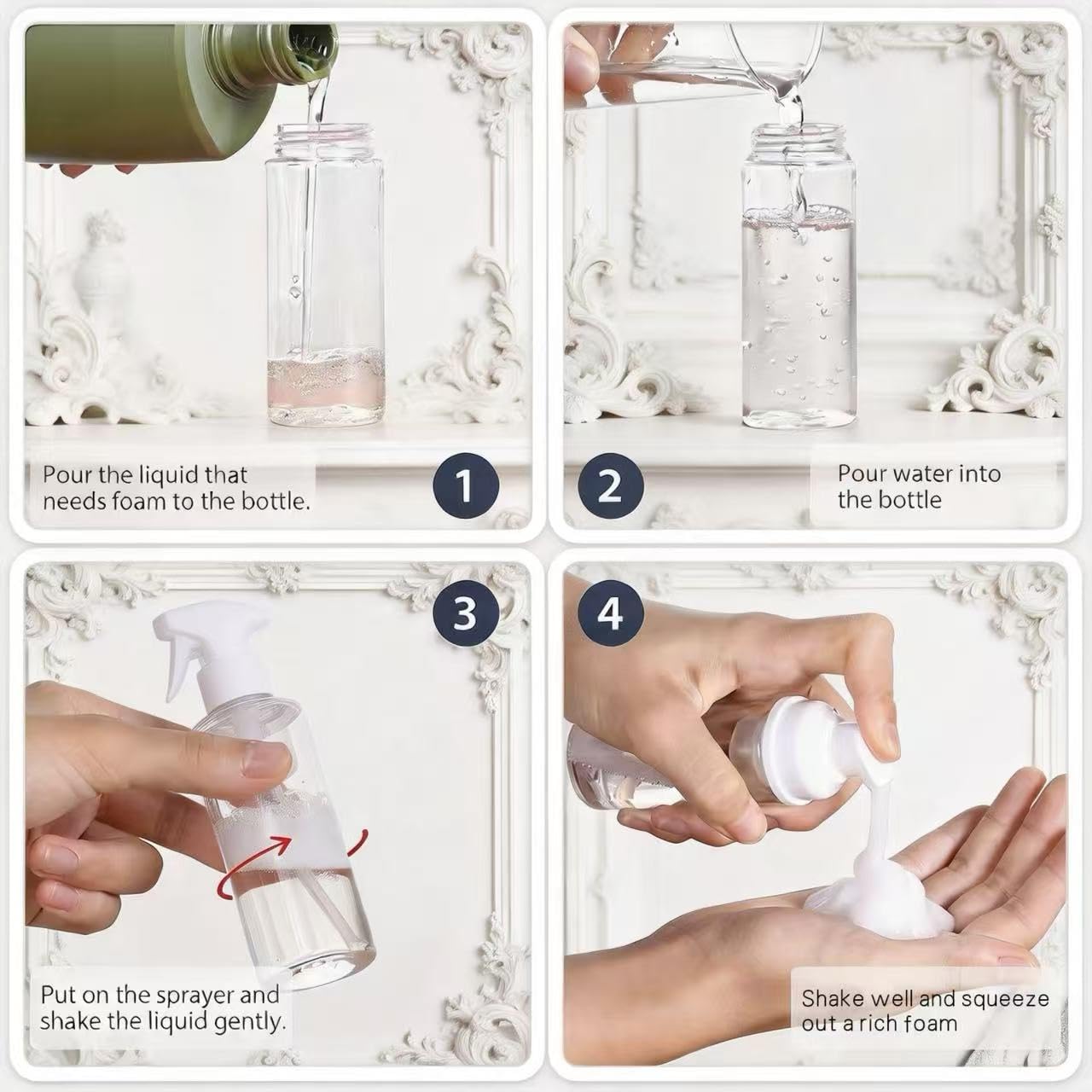 TQIOQIY Foam Pump Bottle Dispenser, 60ml Clear Plastic, 24-Pack Travel Size Refillable Bottles for Hand Soap, Shampoo, Lash Cleanser, Liquid Solutions