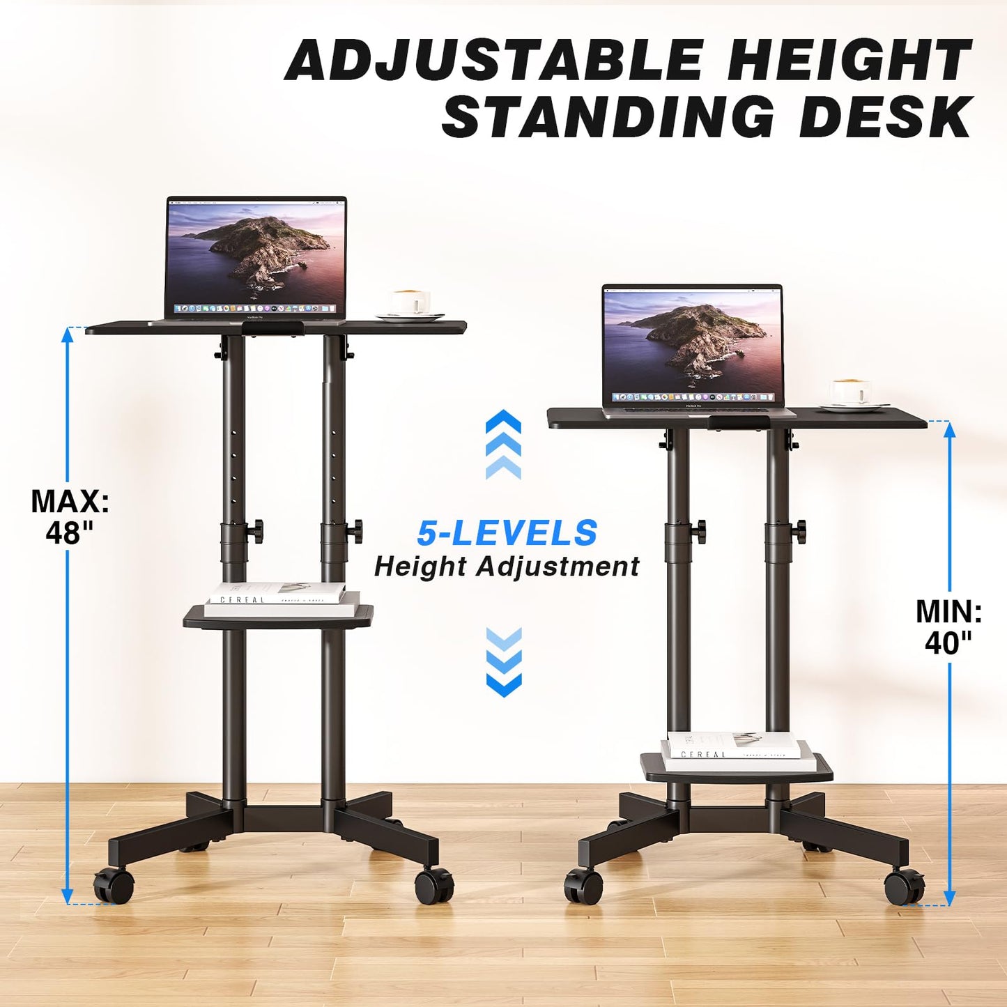 5Rcom Mobile Standing Desk for Laptop Lectern 60x40 cm