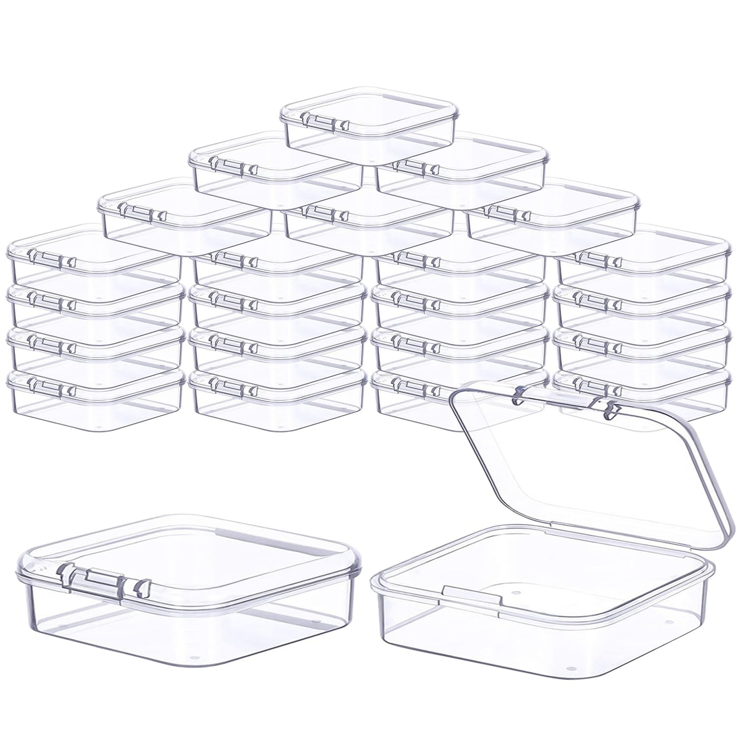 Prmape Pack of 24 Storage Boxes with Lid, Small, 6.5 x 6.5 x 2 cm, Rectangular Empty Mini Storage Box