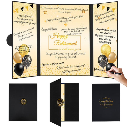 Retirement Gifts for Men Women Black Gold Happy Retirement Guest Book Officially Retired Signing Guestbook Alternative Farewell Going Away Memory