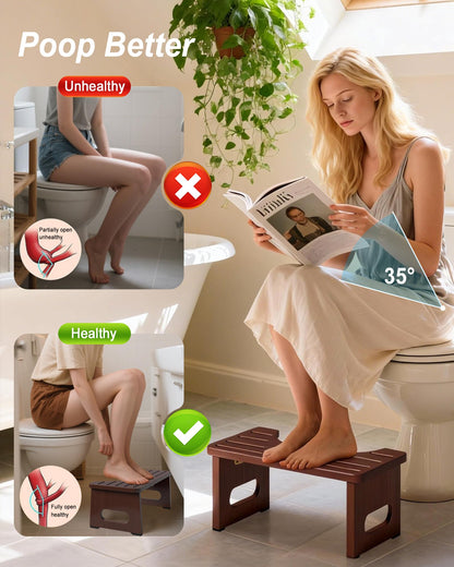 YOSE Wood Toilet Stool Squat Adult, Foldable Squatting Potty for Bathroom, Dual Anti-Slip Potty Step Stool for Pooping